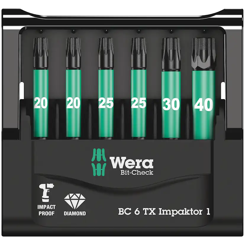 Bitskassett Wera Bit-Check 6 Torx Impaktor 1 Kraftbits 50Mm