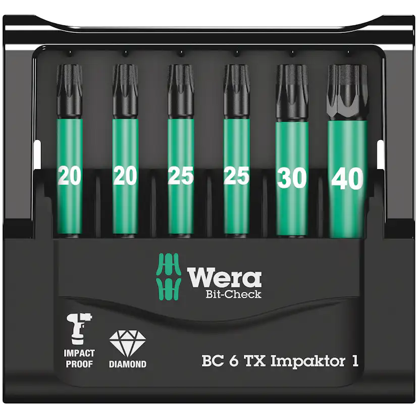 Bitskassett Wera Bit-Check 6 Torx Impaktor 1 Kraftbits 50Mm