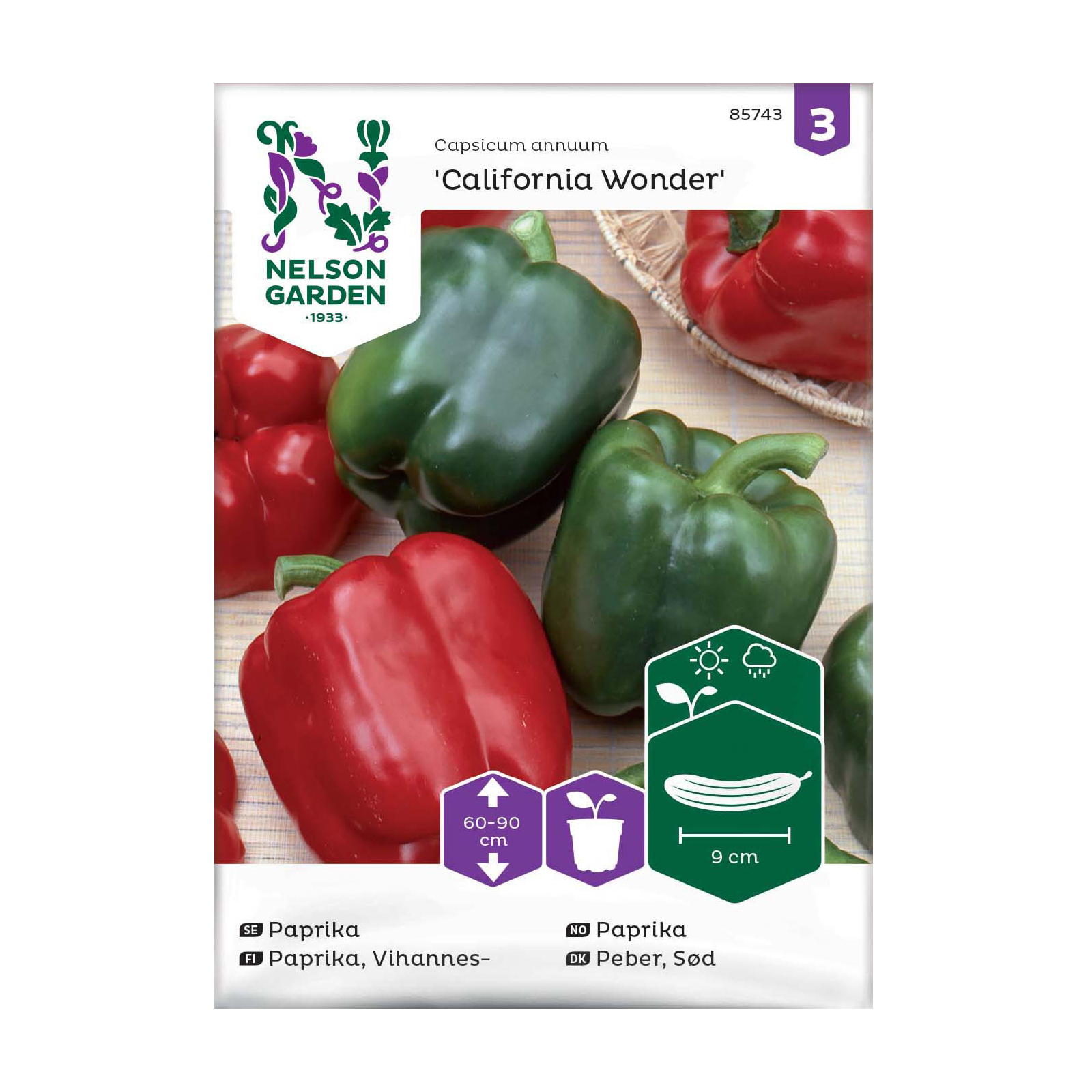 Frö Paprika Nelson Garden California Wonder Röd