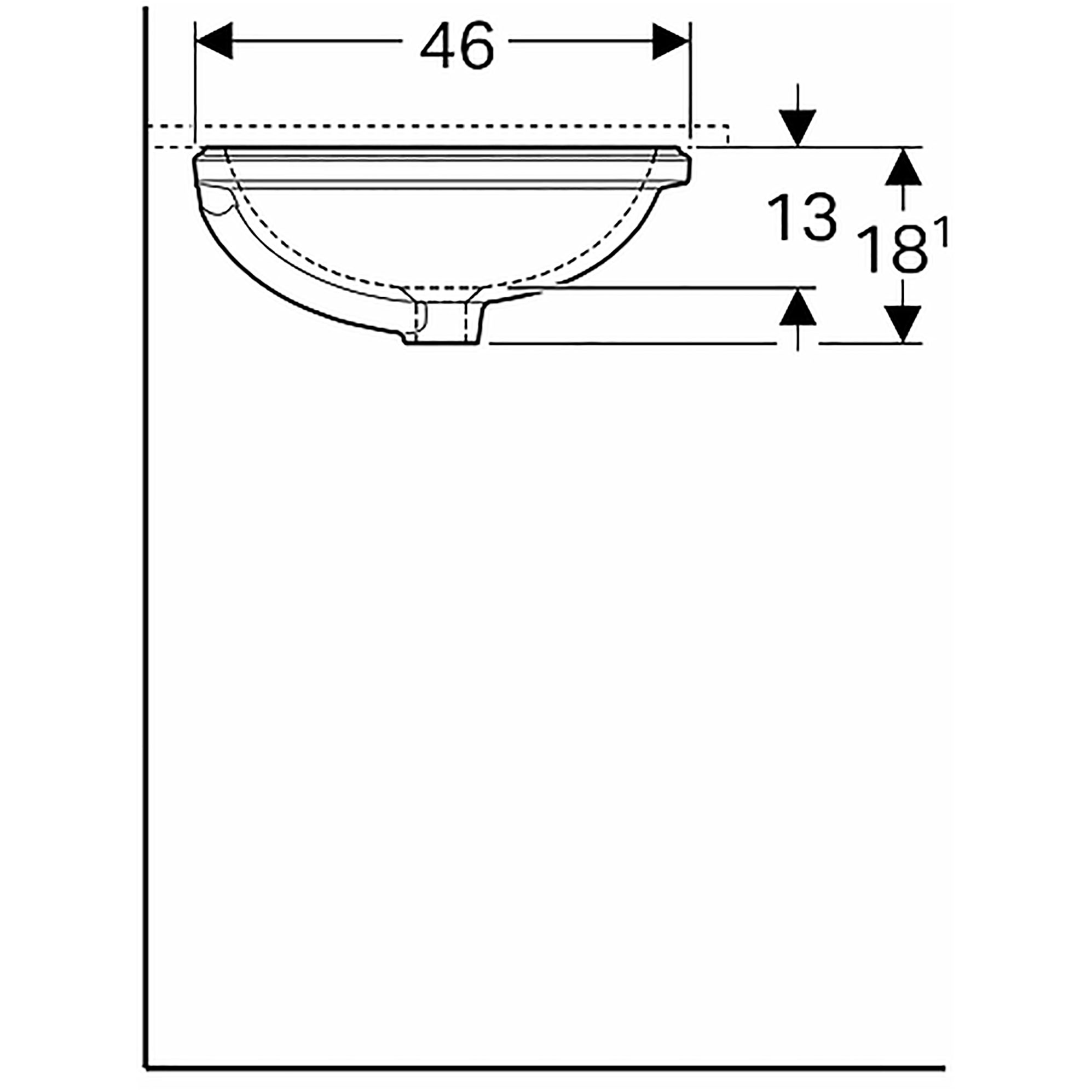 Tvättställ Geberit Variform 550 mm för underlimning Elliptiskt