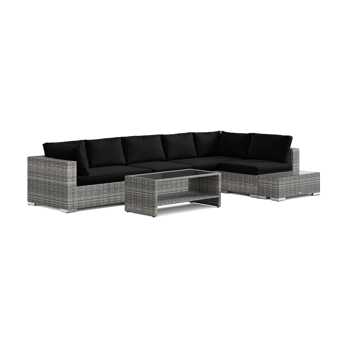 Loungegrupp Comfort Garden Bahamas utesoffa 6-sits vändbar schäslong med avslut och bord med hylla