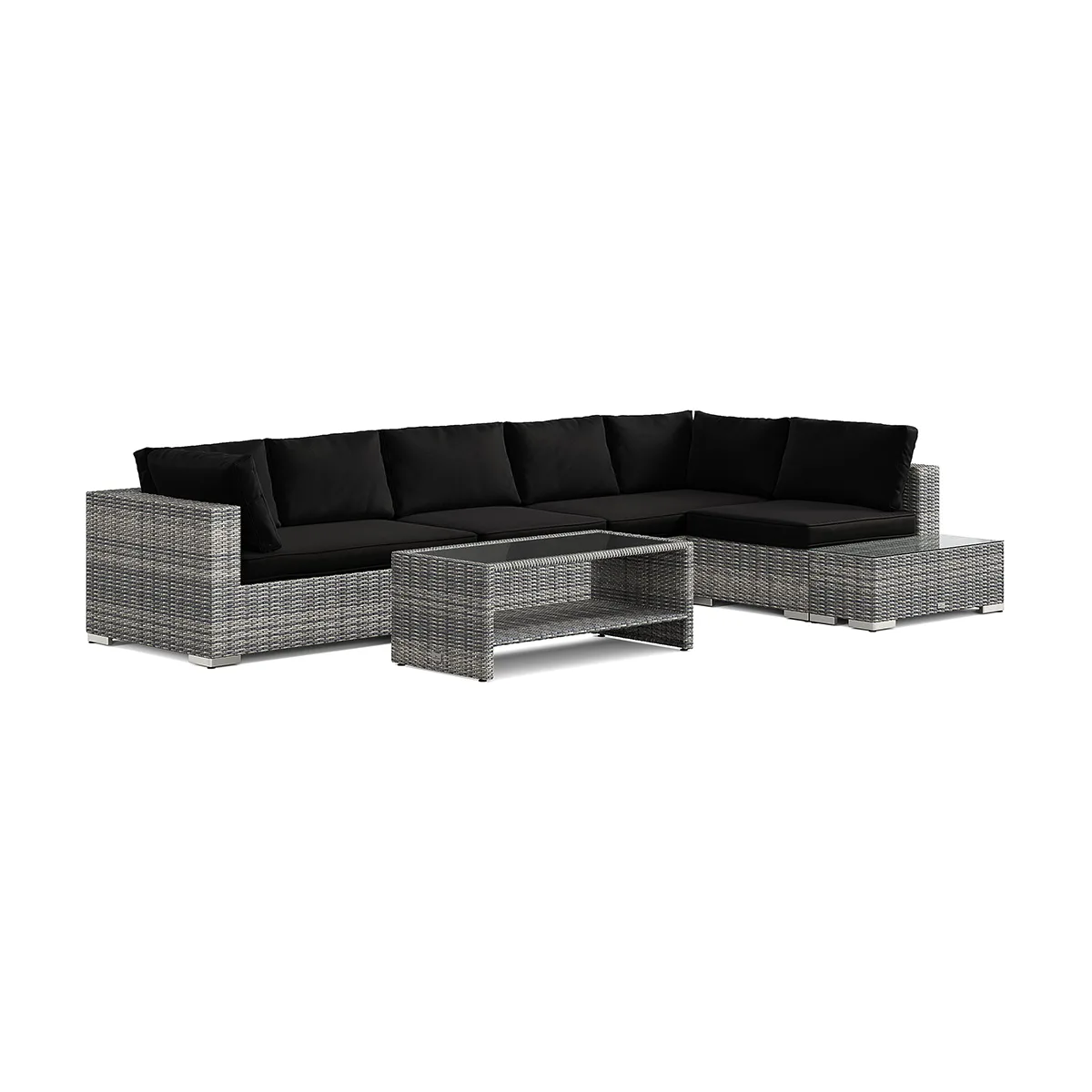 Loungegrupp Comfort Garden Bahamas utesoffa 6-sits vändbar schäslong med avslut och bord med hylla