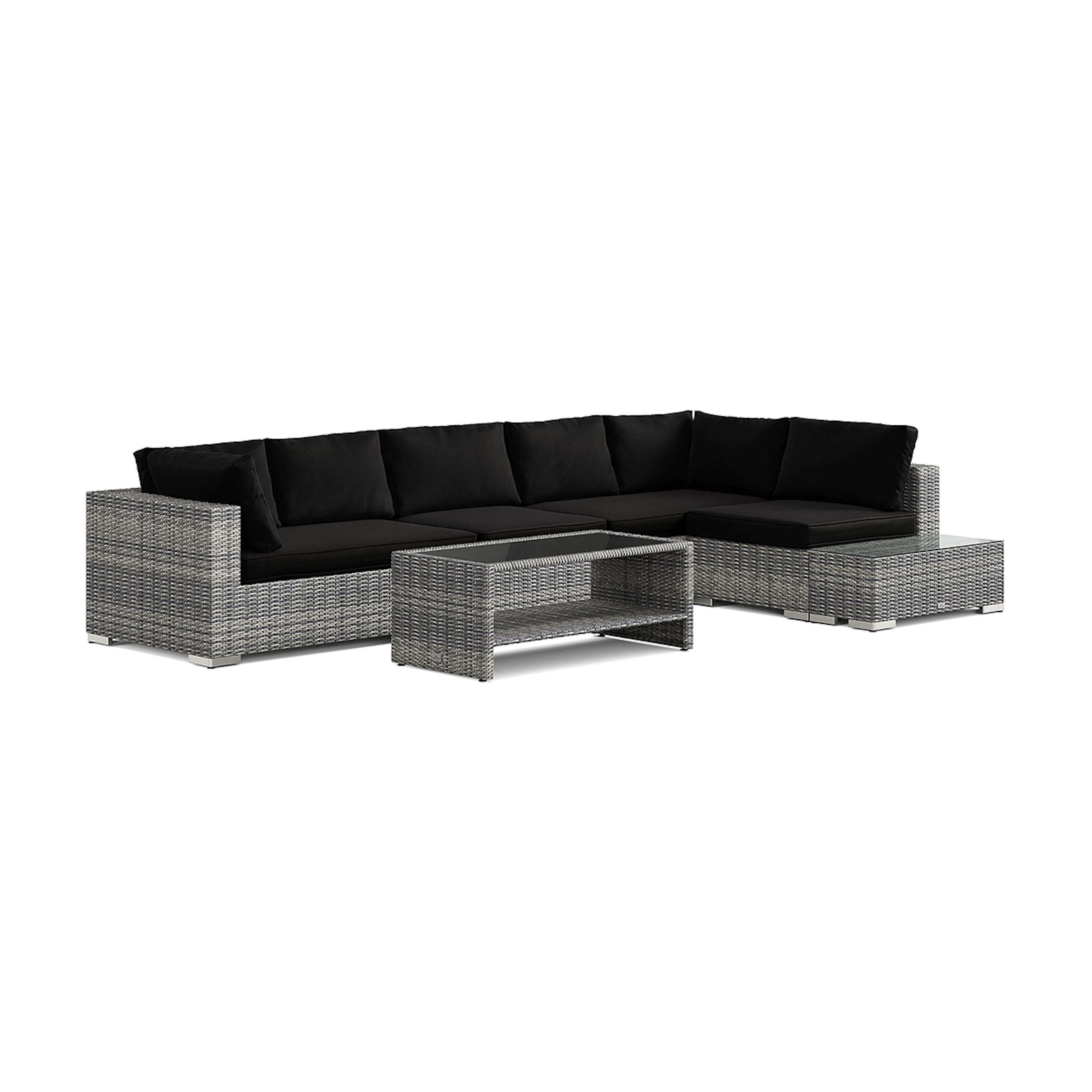 Loungegrupp Comfort Garden Bahamas utesoffa 6-sits vändbar schäslong med avslut och bord med hylla