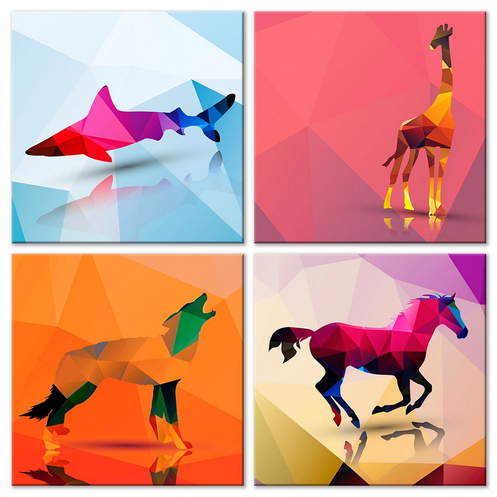 Tavla Arkiio Geometric Animals 4 delar
