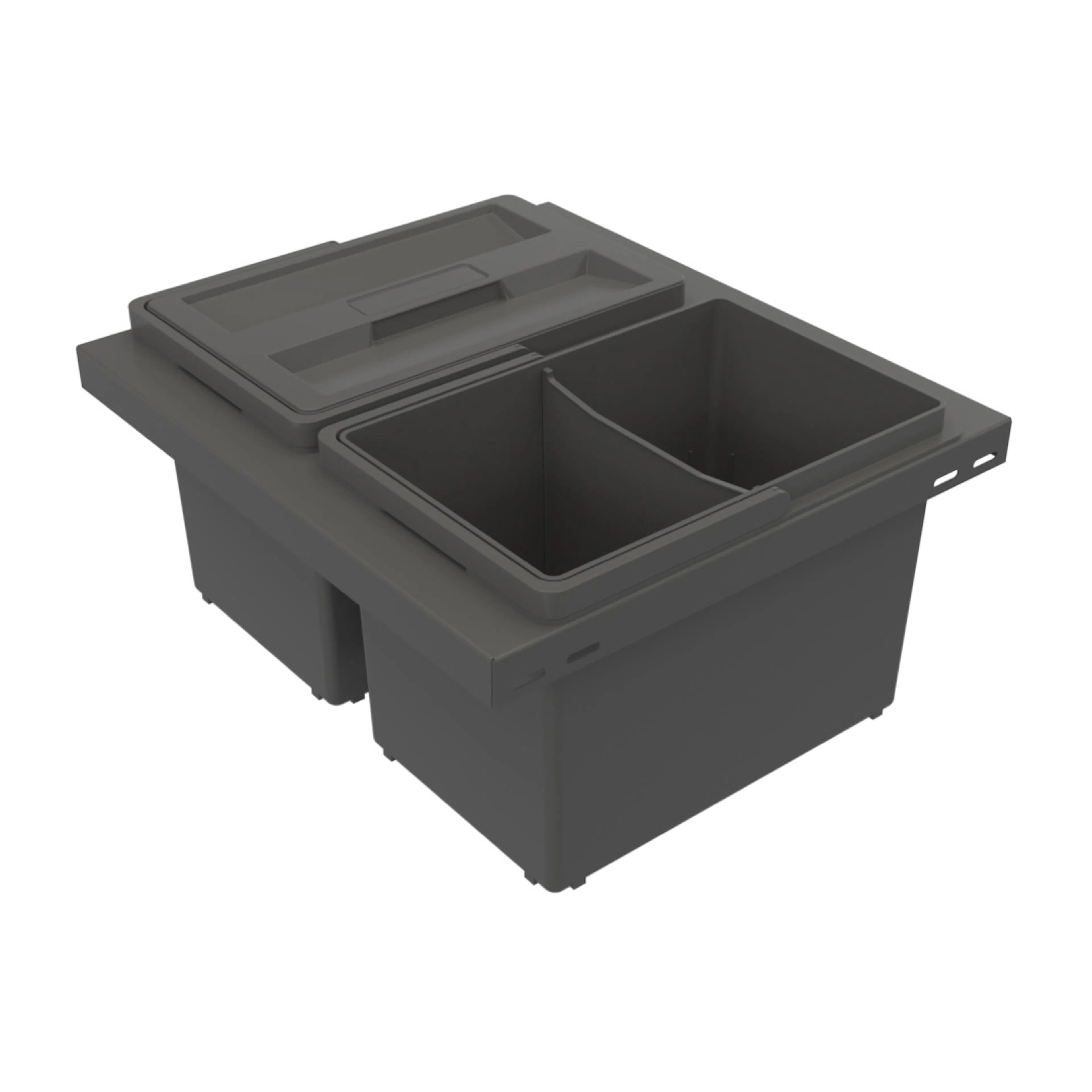 Källsorteringskärhållare Beslag Design Cube Basic Low 400 Mörkgrå