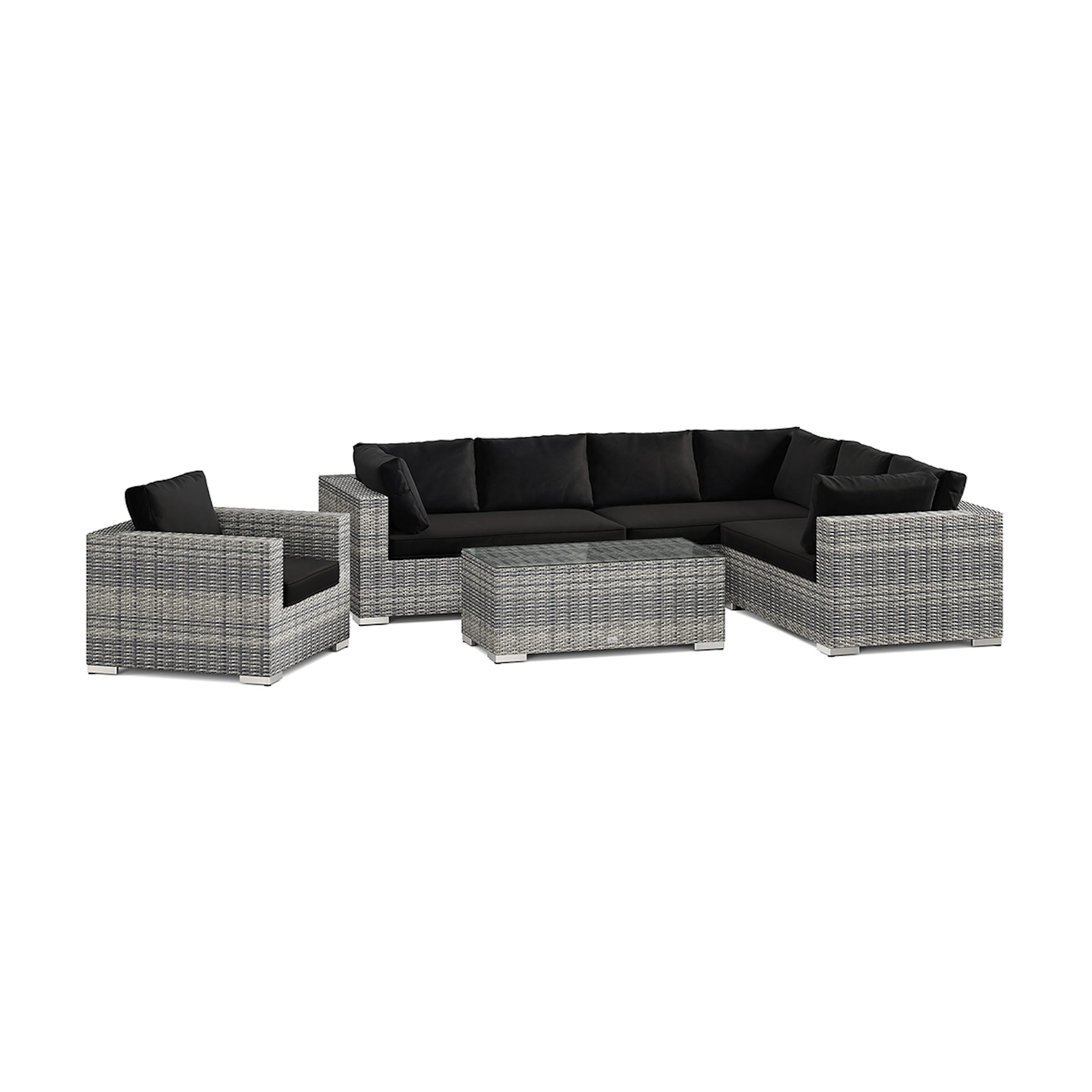 Loungegrupp Comfort Garden Bahamas utomhus L-soffa vänster 7-sits med fåtölj och bord
