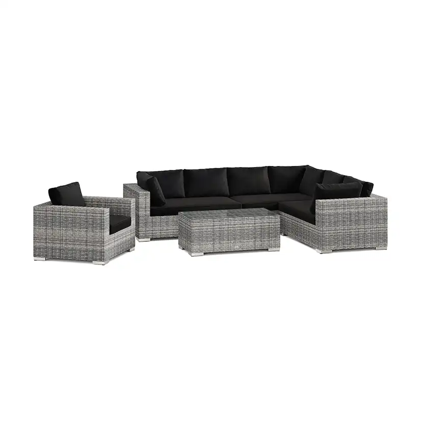 Loungegrupp Comfort Garden Bahamas utomhus L-soffa vänster 7-sits med fåtölj och bord