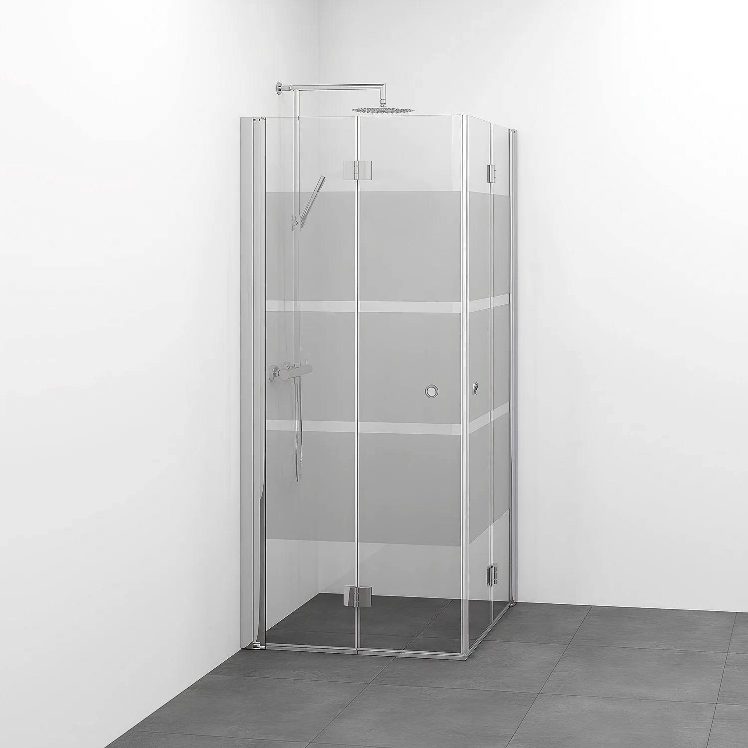 Spirit Vik Rak 70x90 Gr Bl Sc 700x900x1970 mm, Krom, Screentryckt glas med Hålgrepp