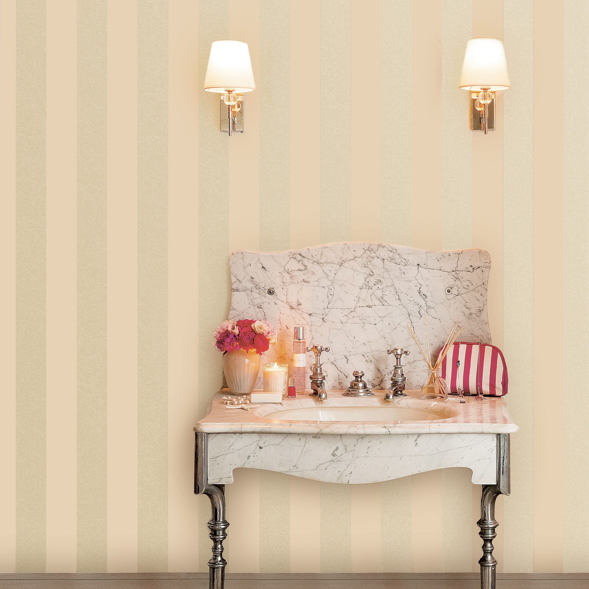 Tapet Laura Ashley Lille Pearlescent Streifen Linen