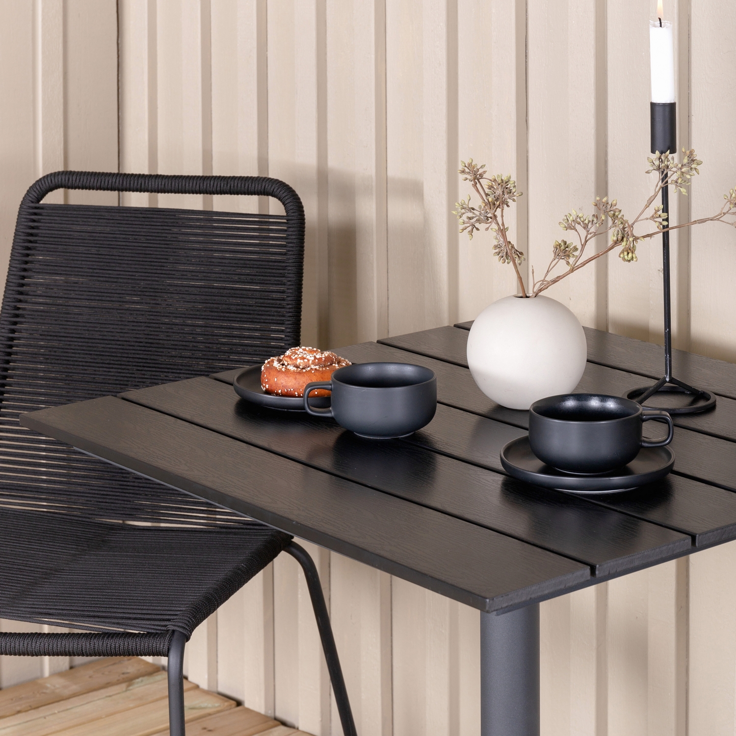 Colorado70*70 Black/Black+Lindos Stacking Chair - Black Alu Svart