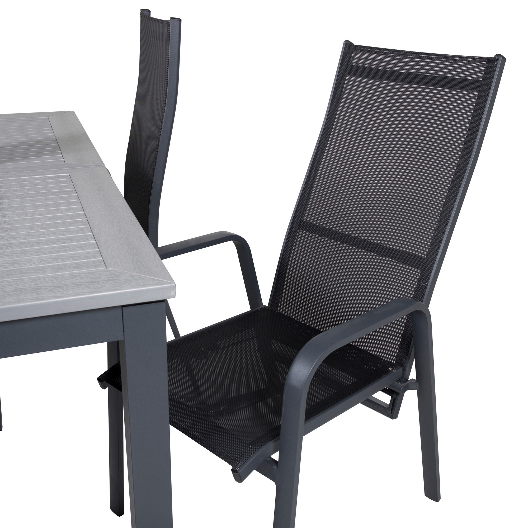 Albany Dining Table 160/240*100 - Svart Alu / Grey Aintwood+ Svart/Grå