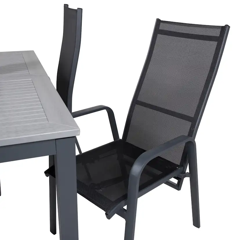 Albany Dining Table 160/240*100 - Svart Alu / Grey Aintwood+ Svart/Grå