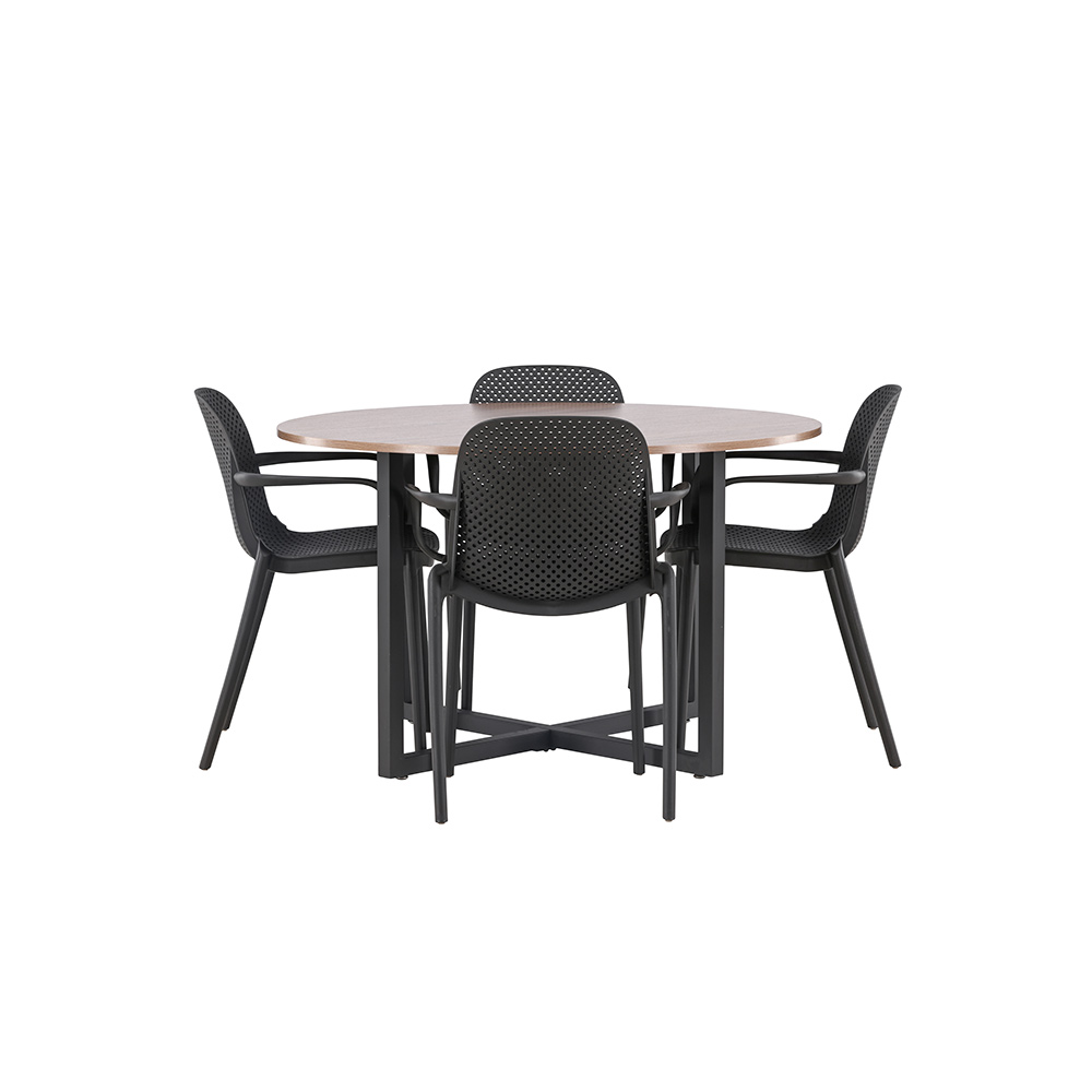 Matgrupp Venture Home Durango Ø 120 cm med 4 Baltimore Stolar
