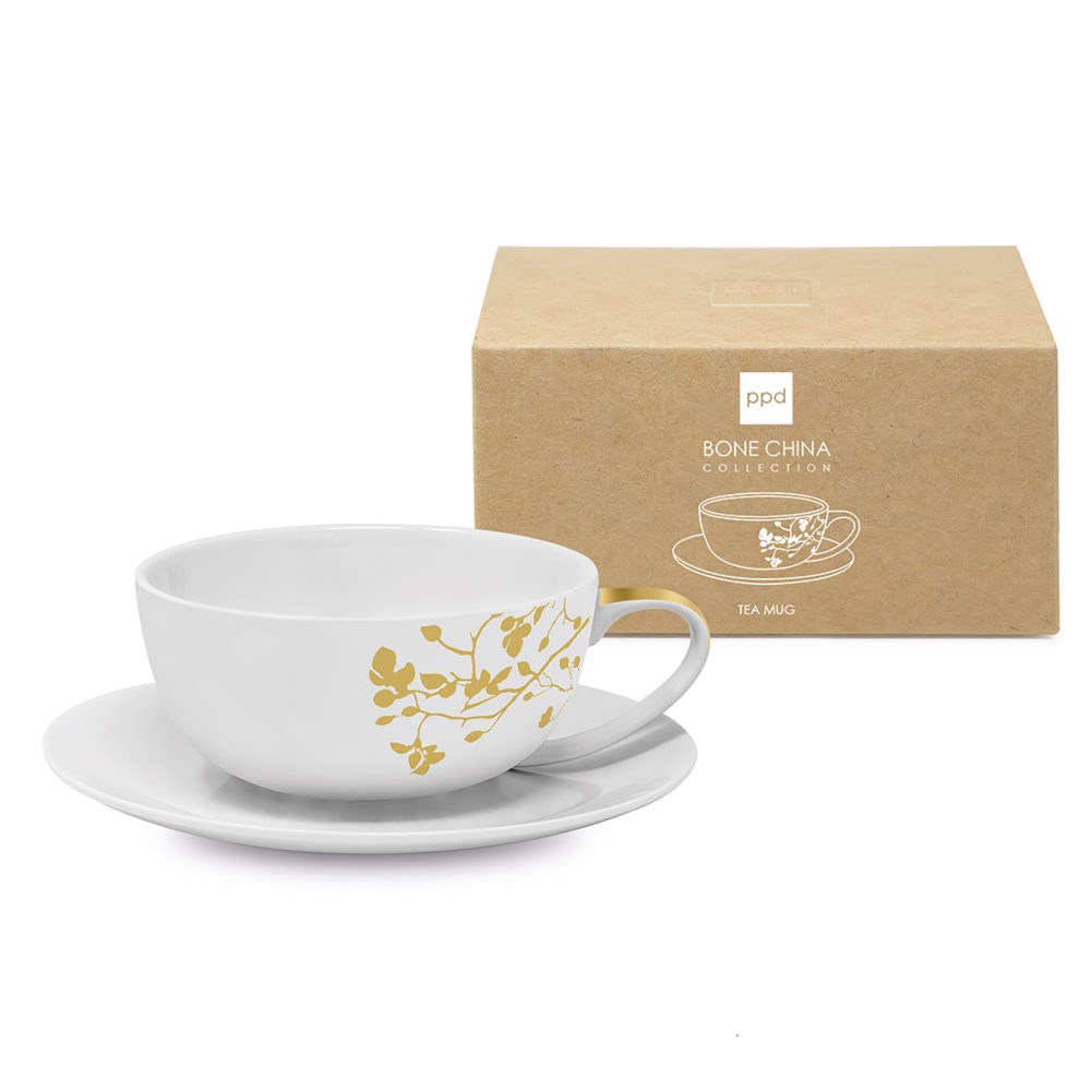 Tekopp Paperproducts Design Pure Branch med Fat Guld 35 cl