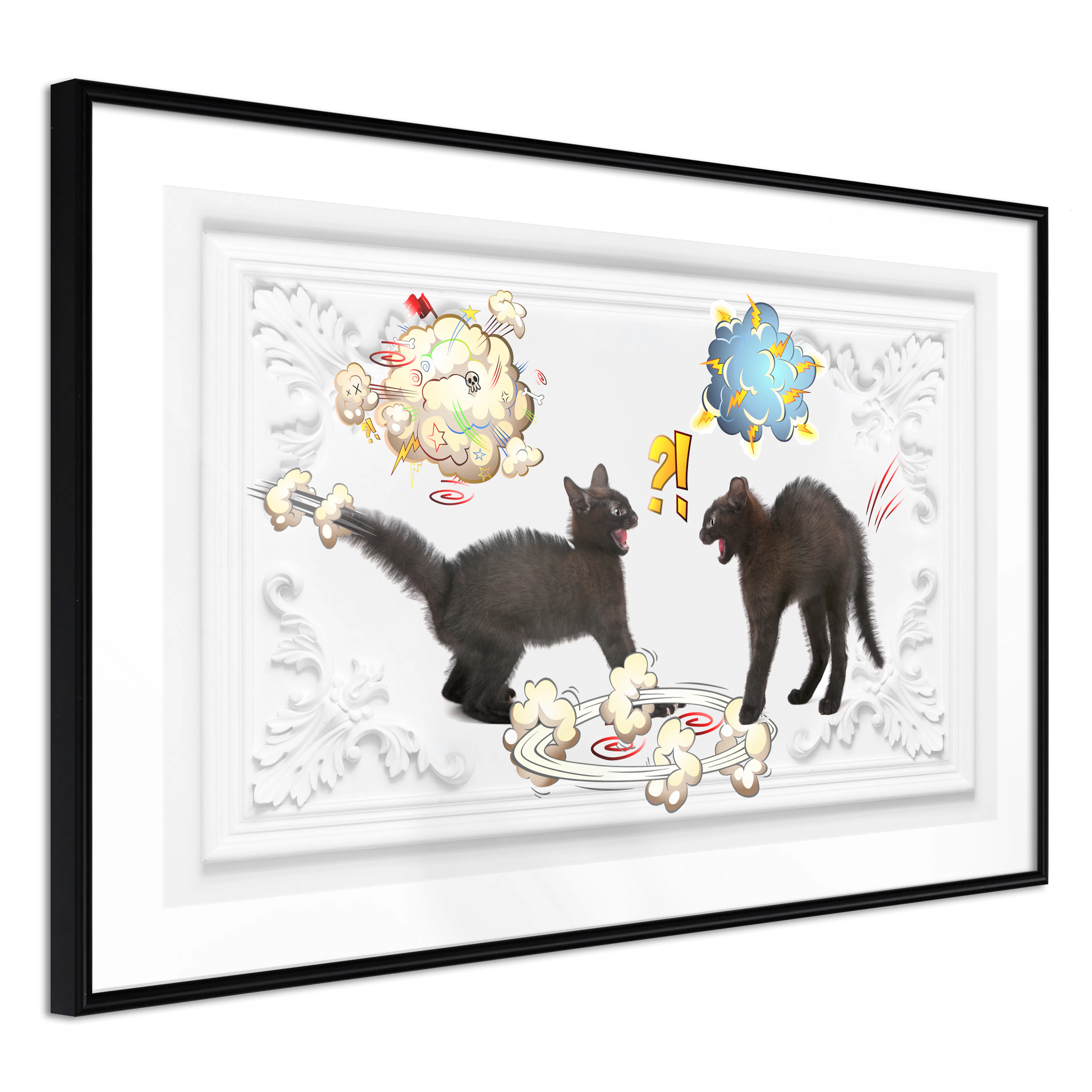 Affisch - Cat Quarrel [Poster] 60x40 Svart ram, 60x40 cm