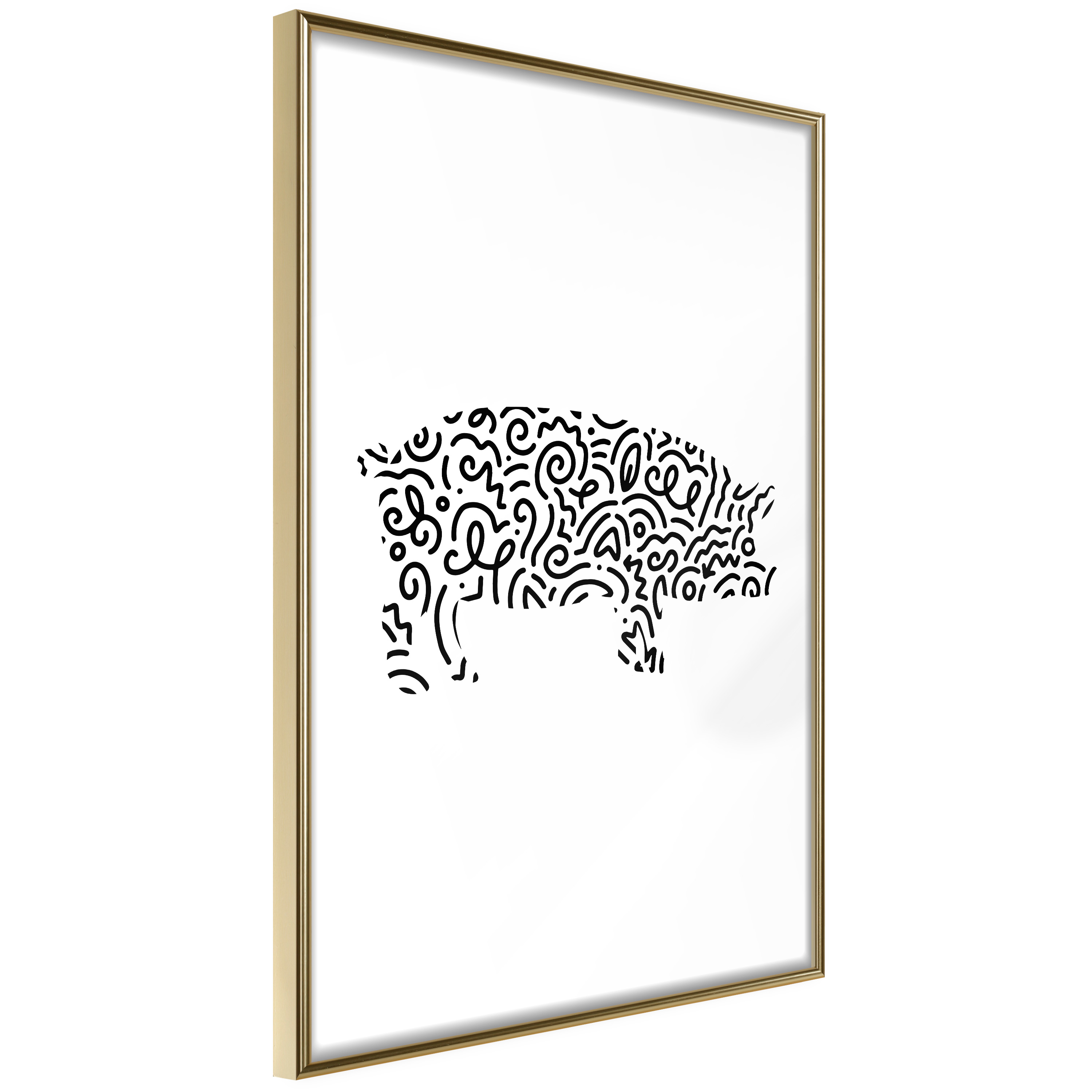 Affisch - Black and White Piggy [Poster] 30x45 Guld ram, 30x45 cm