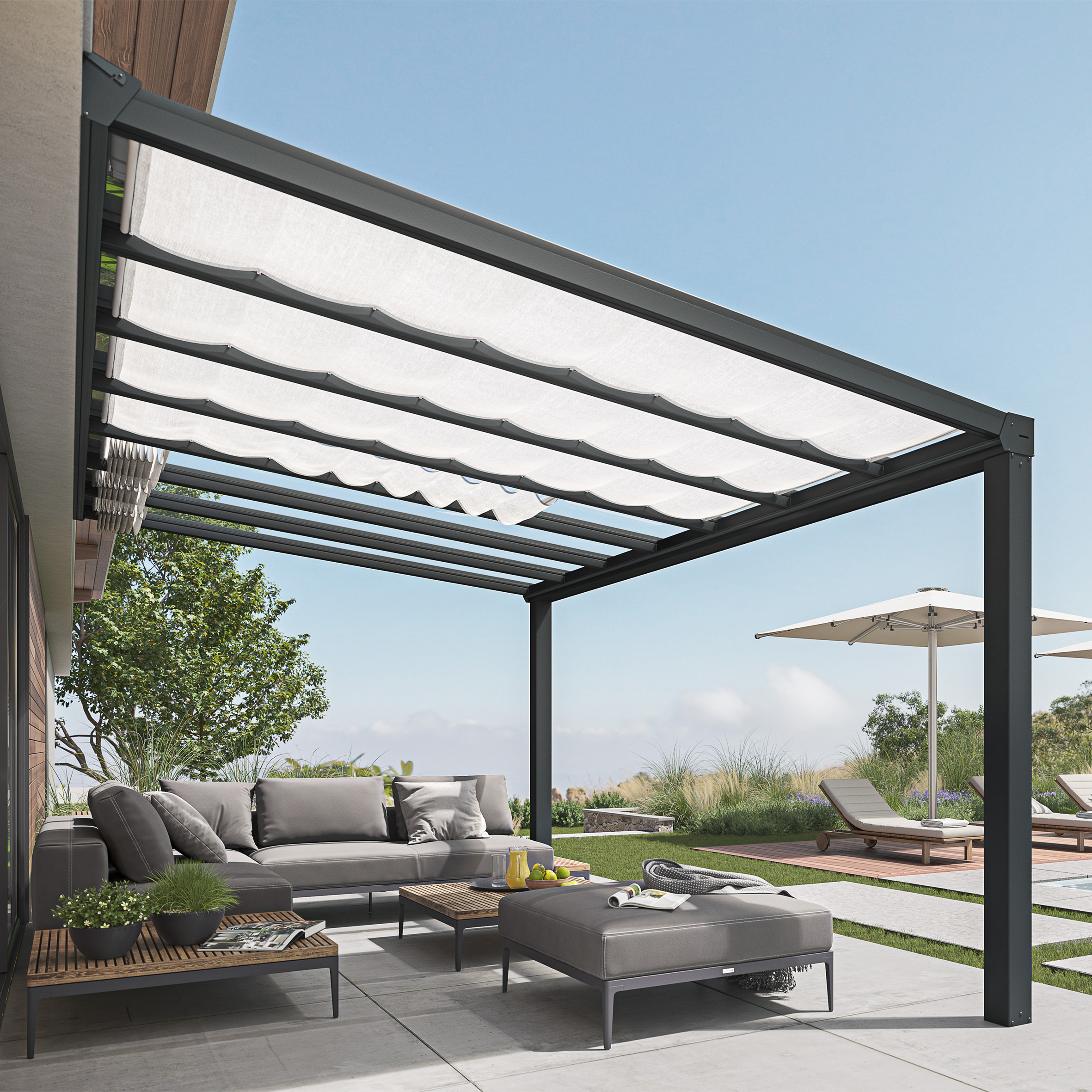 Gardinset Canopia by Palram Skuggkit Till Pergola Stockholm 3,4 x 8,1 m Vitt