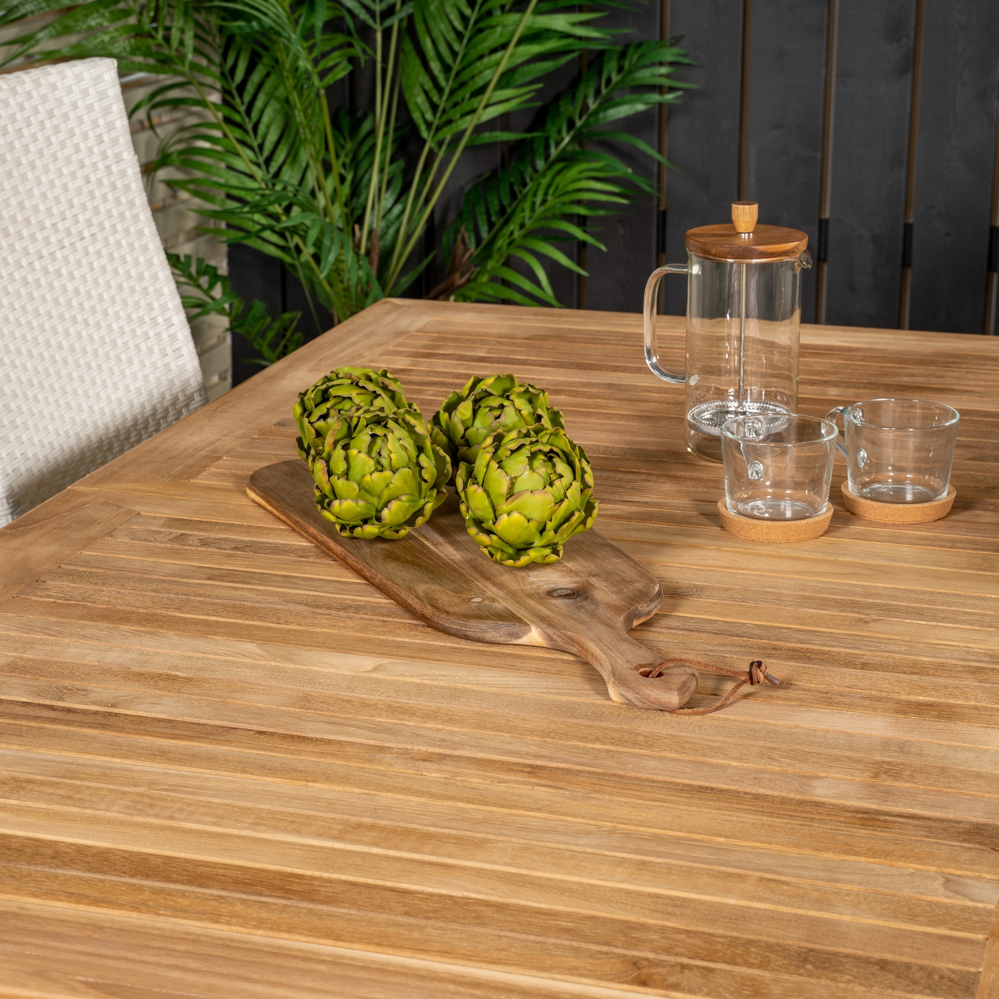 Panama Dining Table 152/210*90 - White Alu / Teak+Padova Arm Blanka Ben