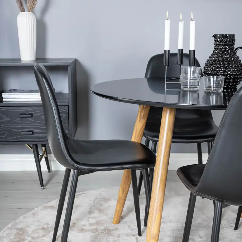 Matgrupp Venture Home Plake med 4 Pobbie Stolar Konstläder Runt