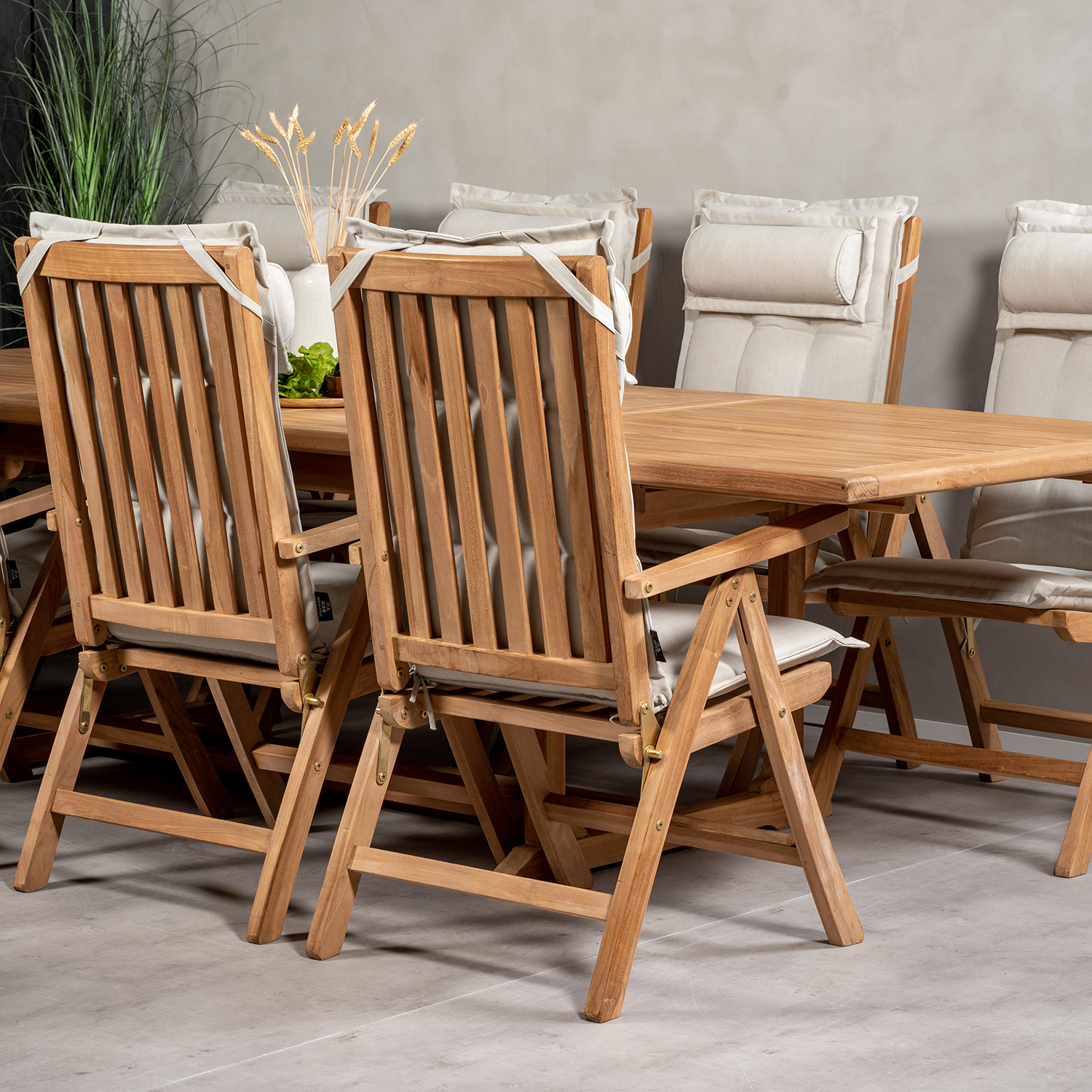 Matgrupp Venture Home Kenya 195-295x110 Teak med 8 Kenya Positionsfåtöljer