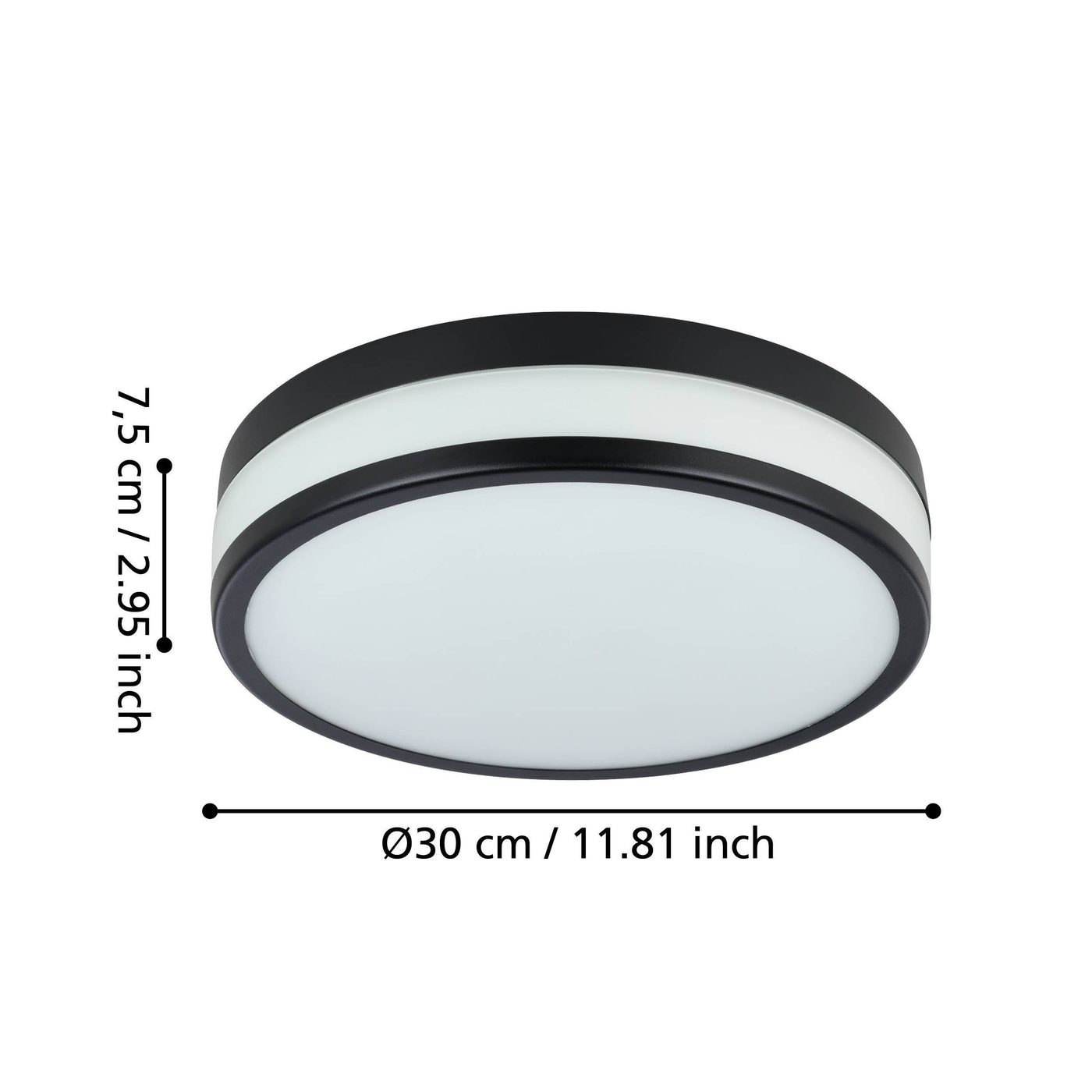 Vägg-/Taklampa Eglo Led Palermo 295 mm, Svart/Vit