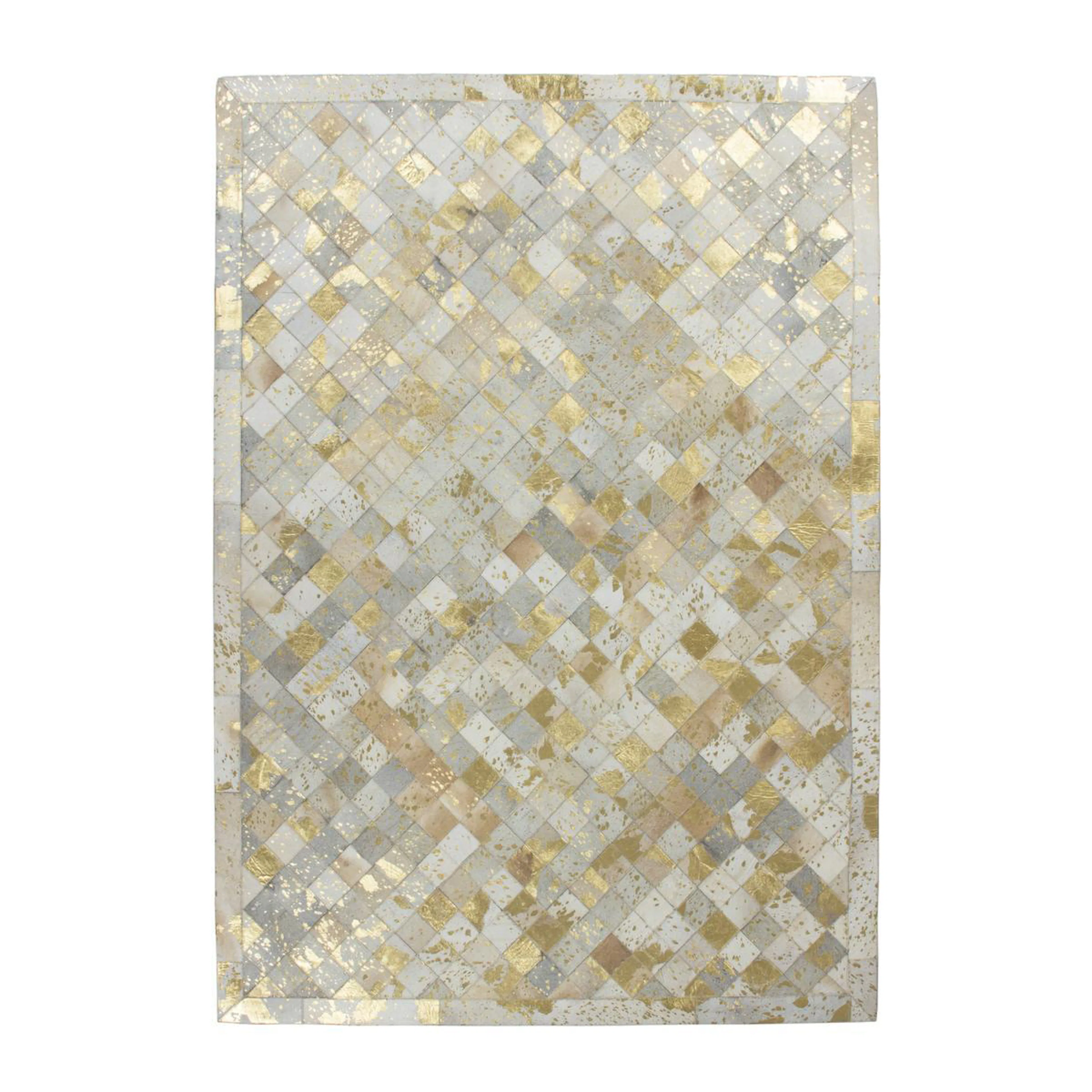 Patchworkmatta D-sign Nehill Sat Elfenben/Guld Skinn