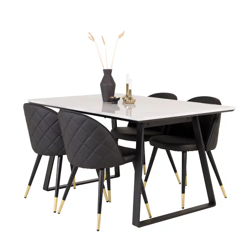 Matgrupp Venture Home Estelle 140 med 4 Valentina Stolar Läder