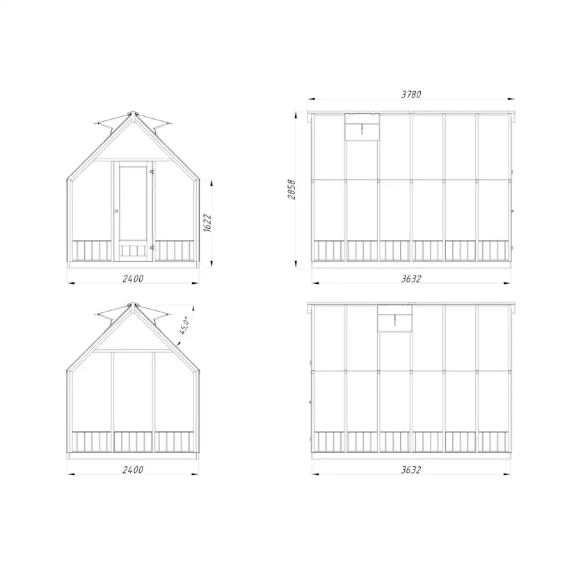 Växthus Palmako Emilia Fristående med Härdat Säkerhetsglas & Tryckimpregnerat Trä, 8,7 m²