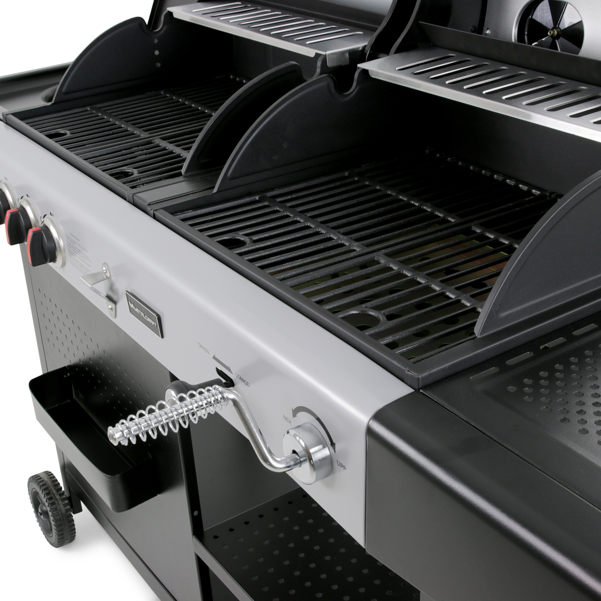 Gasol/Kolgrill Metalcraft Aurora Kombinationsgrill med Sidobrännare & Rostfria Brännare