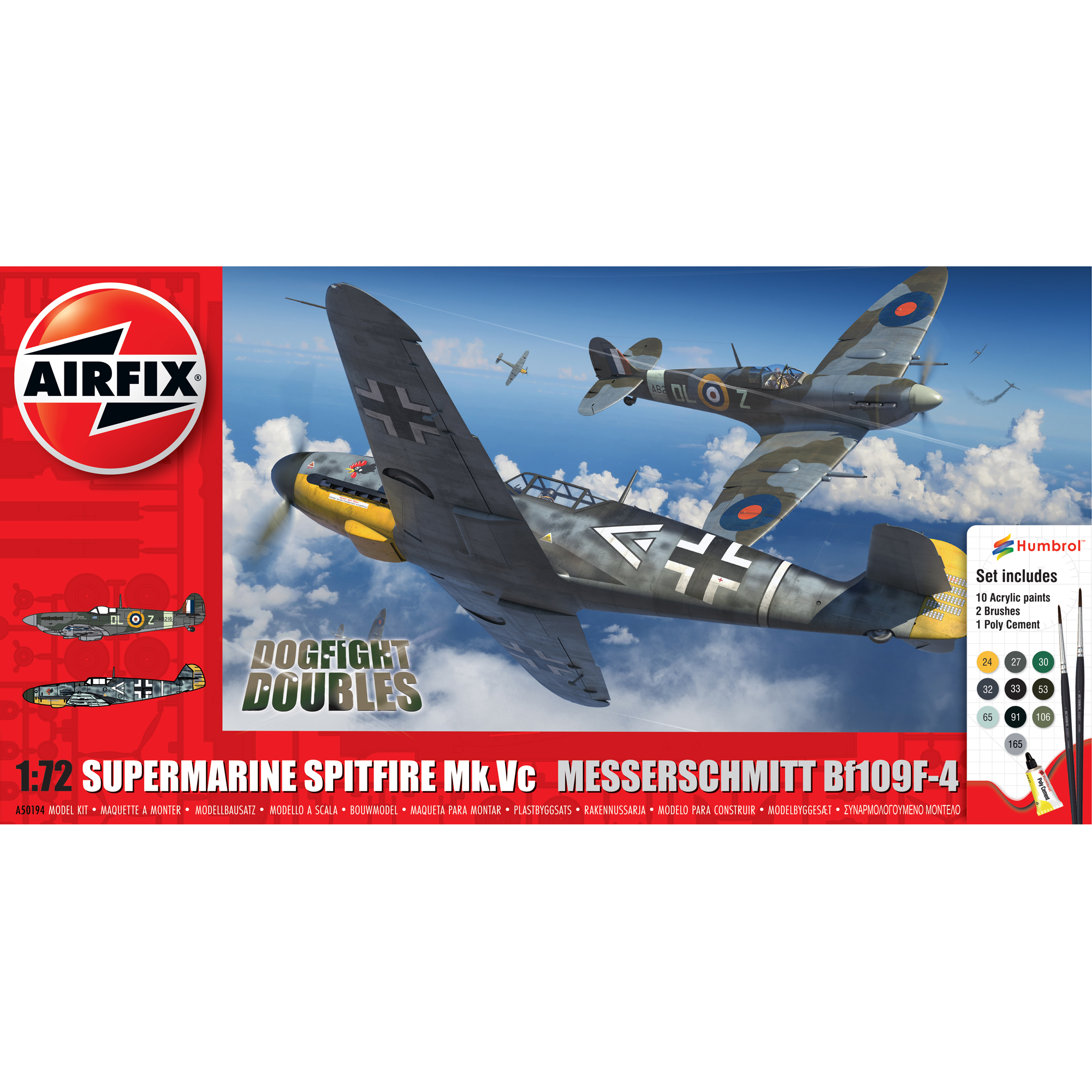Modellbyggsats Airfix 1:72 Supermarine Spitfire Mk.Vc vs Bf109F-4 Dogfight Double