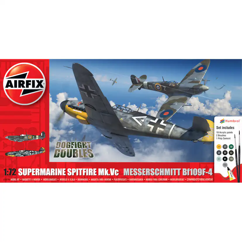 Modellbyggsats Airfix 1:72 Supermarine Spitfire Mk.Vc vs Bf109F-4 Dogfight Double