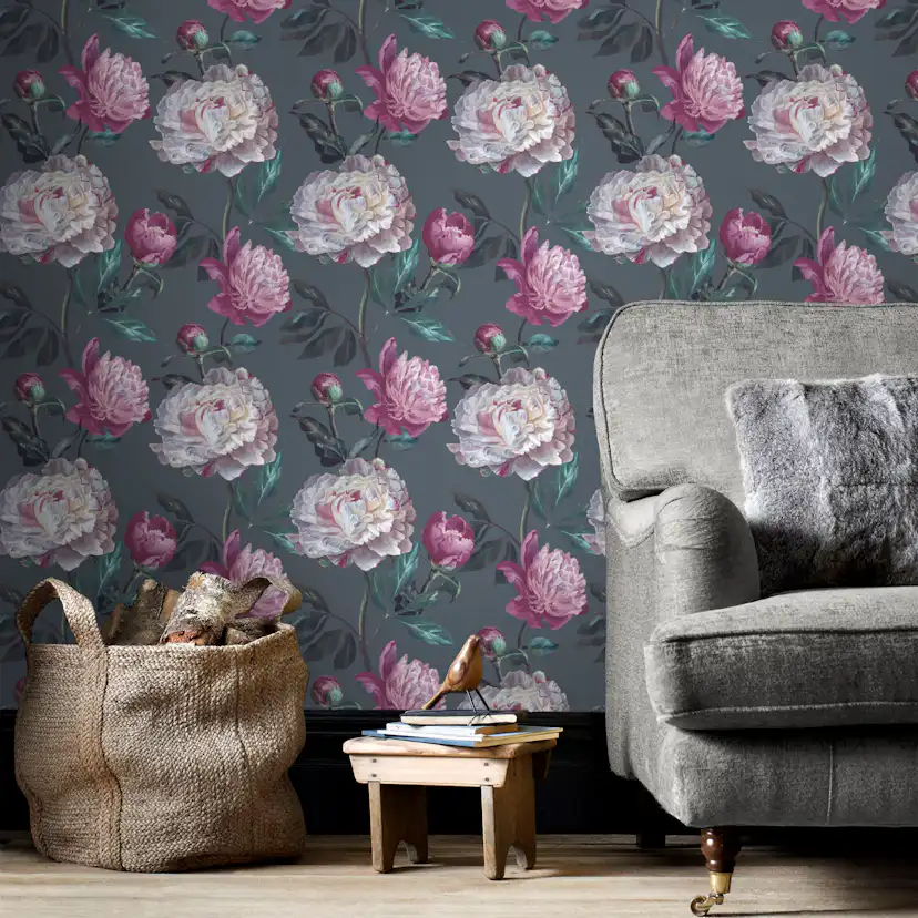 Tapet WOW Peony Mångfärgad