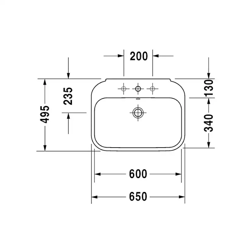 Tvättställ Duravit Happy D2 23166 Bredd: 650 Mm Bredd: 650 Mm