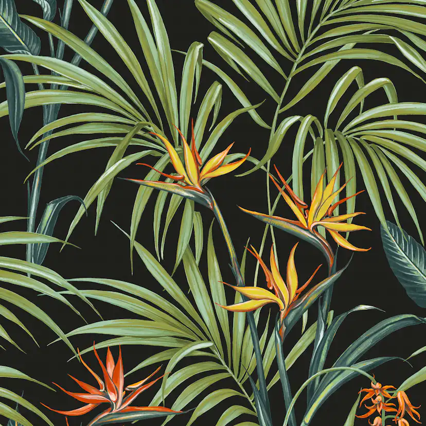 Tapet Superfresco Easy Strelitzia Leaves Mångfärgad