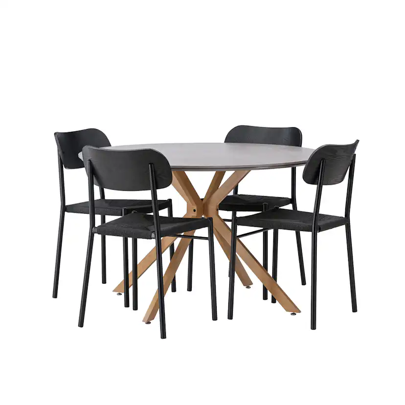 Matgrupp Venture Home Piazza Ø120 cm med 4st Polly Matstolar