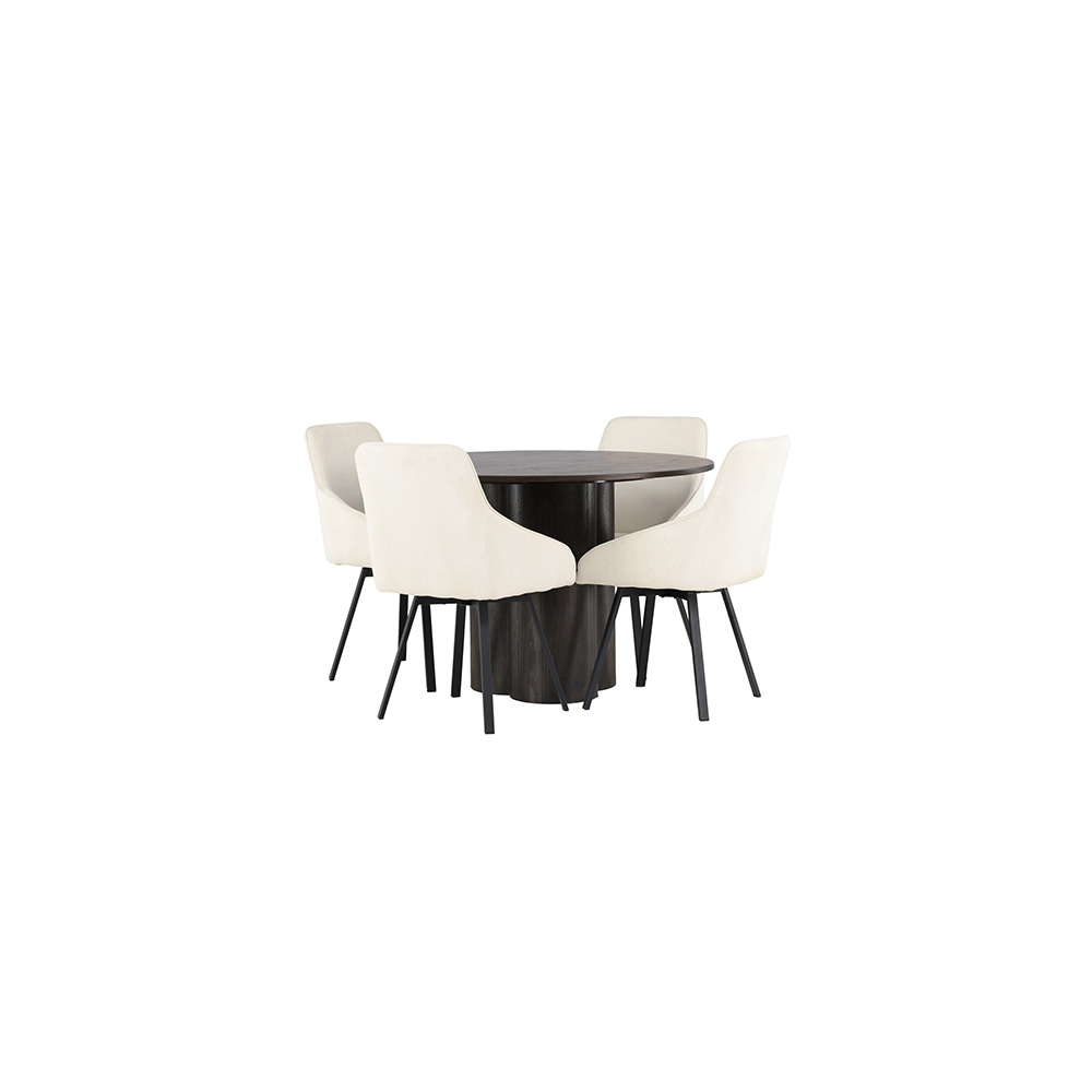 Matgrupp Venture Home Olivia Ø110 cm med 4 st Rosie stolar