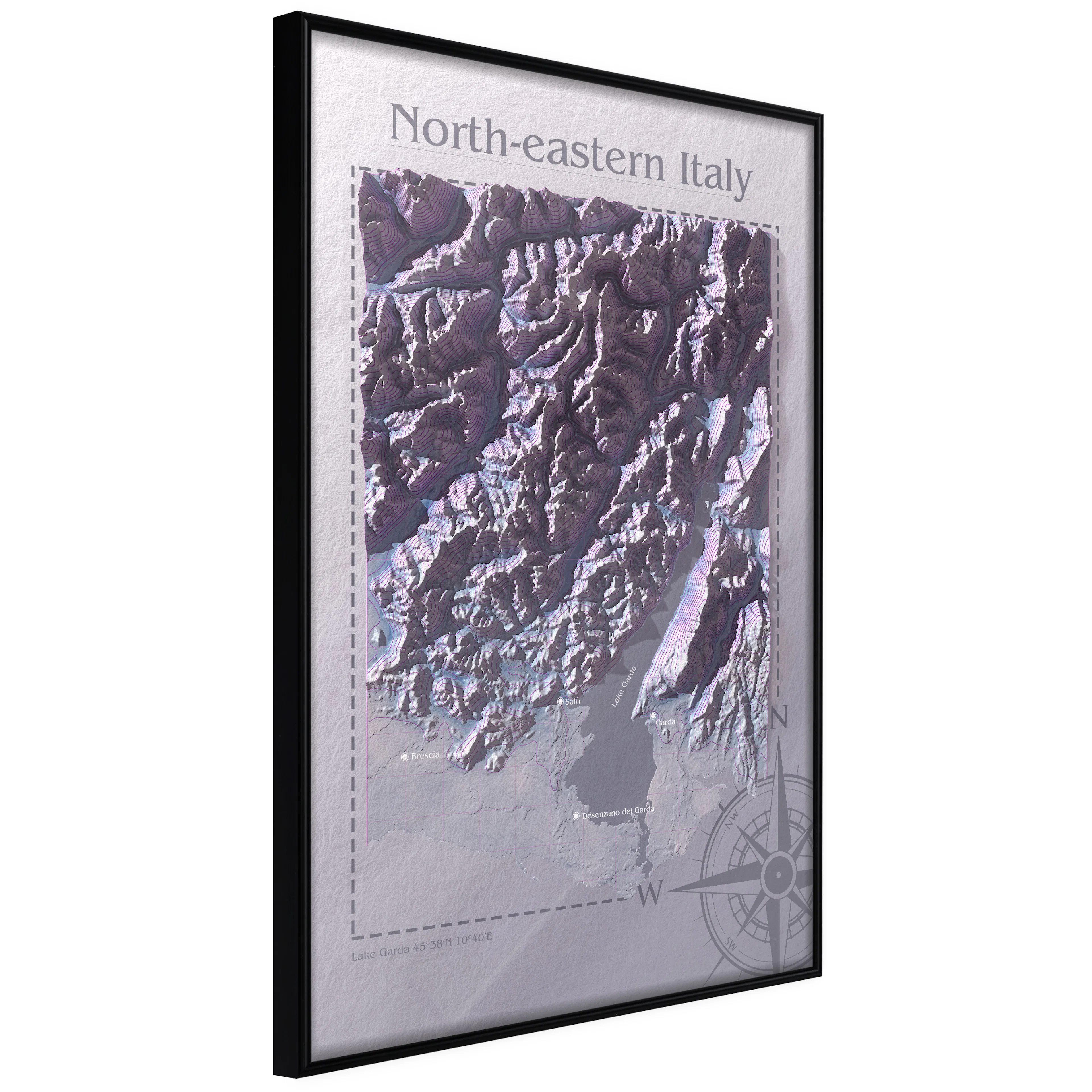Affisch - Isometric Map: North-Eastern Italy [Poster] 40x60 Svart ram, 40x60 cm