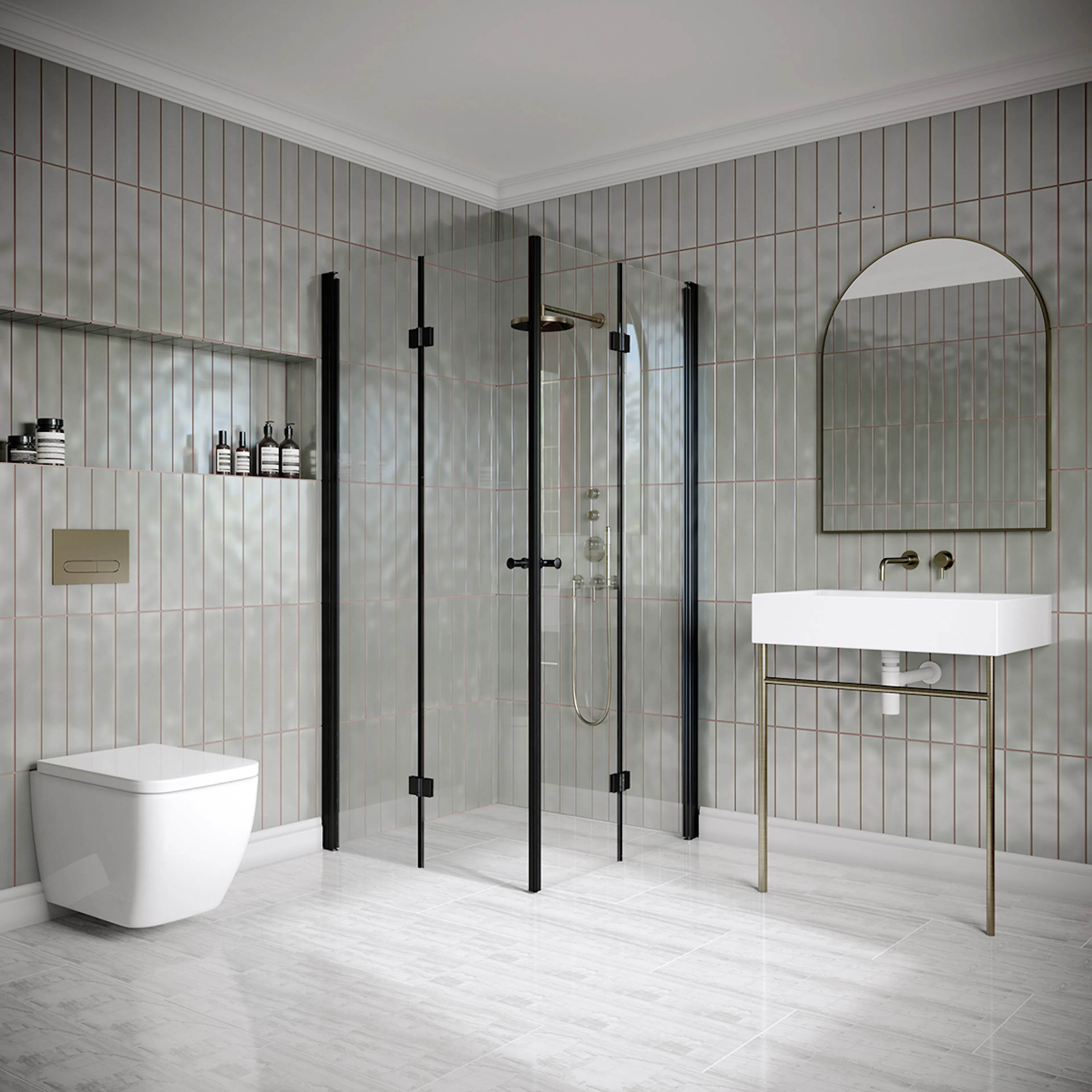 Hietakari Classic 150 695x795x1900 mm, Klarglas, Svarta profiler