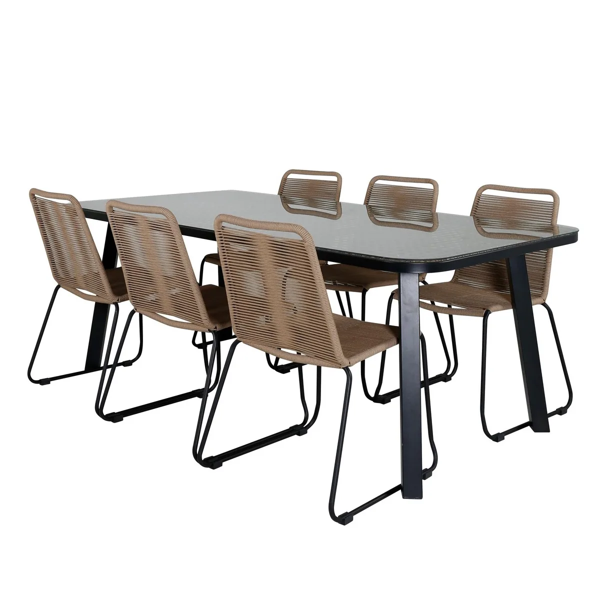 Matgrupp Venture Home Peoria med 6 Leon Stapelbara Matstolar
