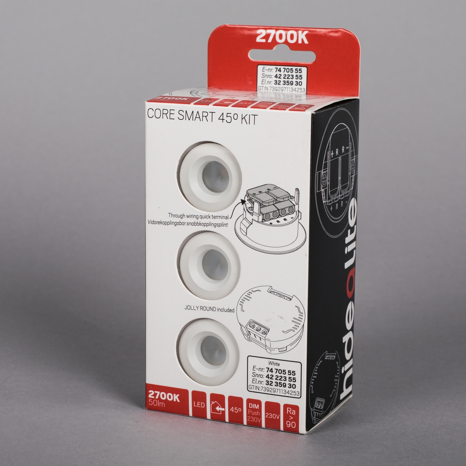 Downlight Hide-a-lite Core Smart 45° Vit 3-pack
