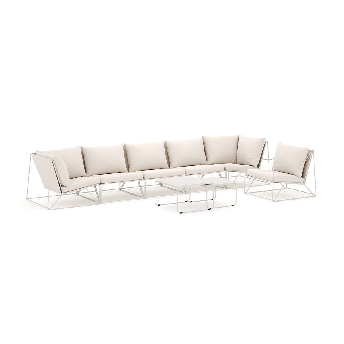 Loungesoffa Comfort Garden Usteryd utomhus rak 6-sits soffa med fåtölj