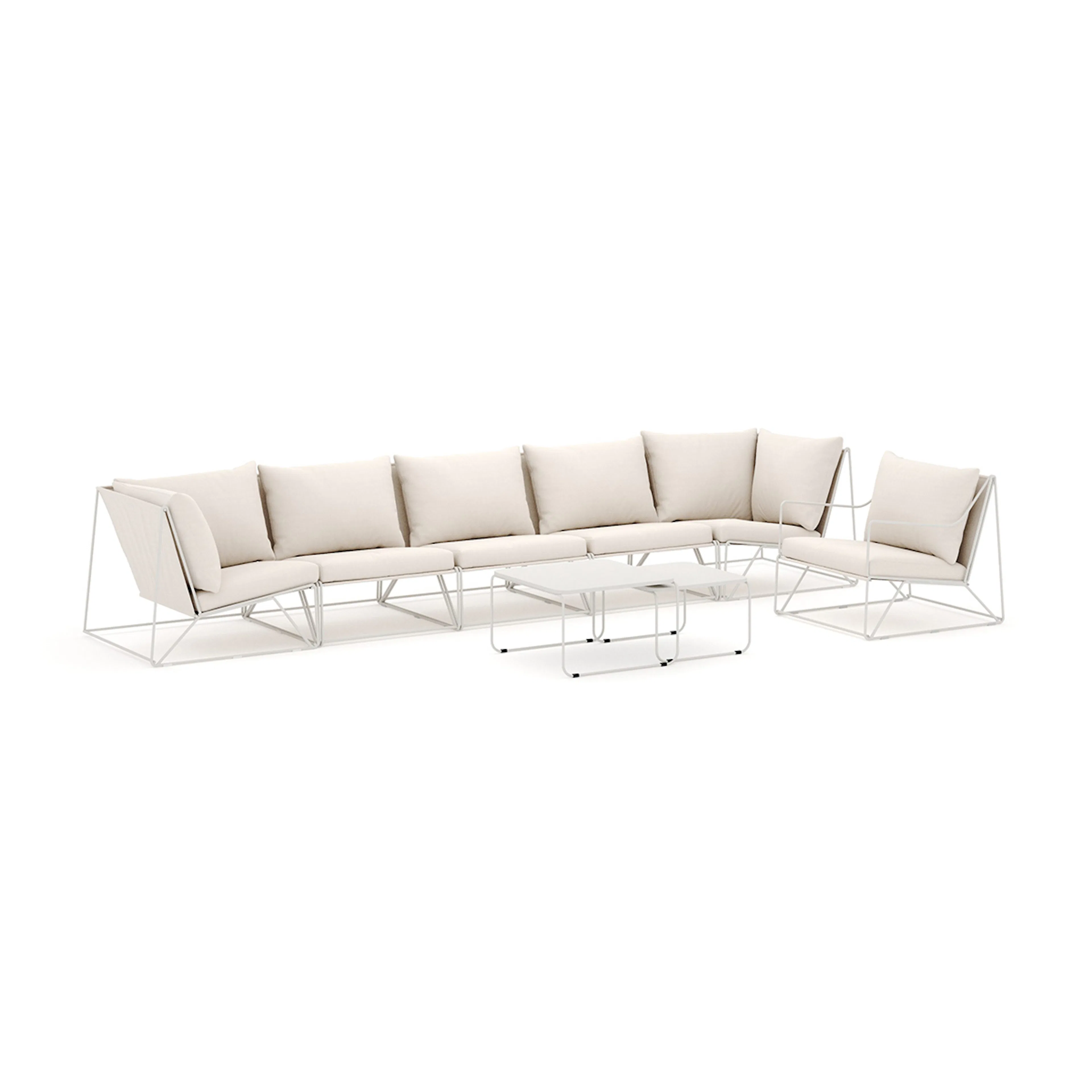 Loungesoffa Comfort Garden Usteryd utomhus rak 6-sits soffa med fåtölj