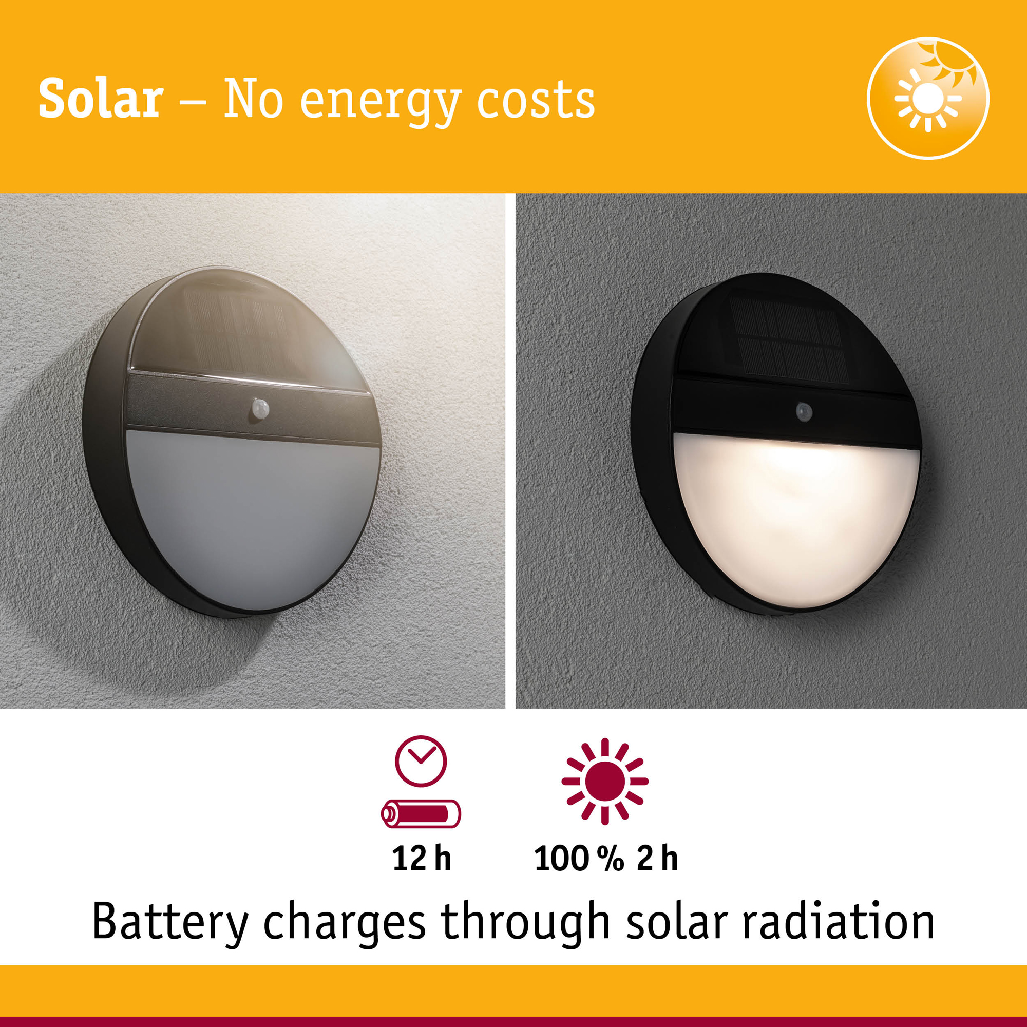 Fasadbelysning Solcell Paulmann Elios LED med Rörelsesensor IP44