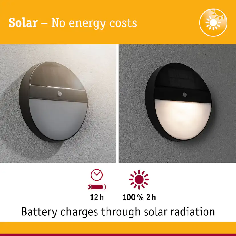 Fasadbelysning Solcell Paulmann Elios LED med Rörelsesensor IP44