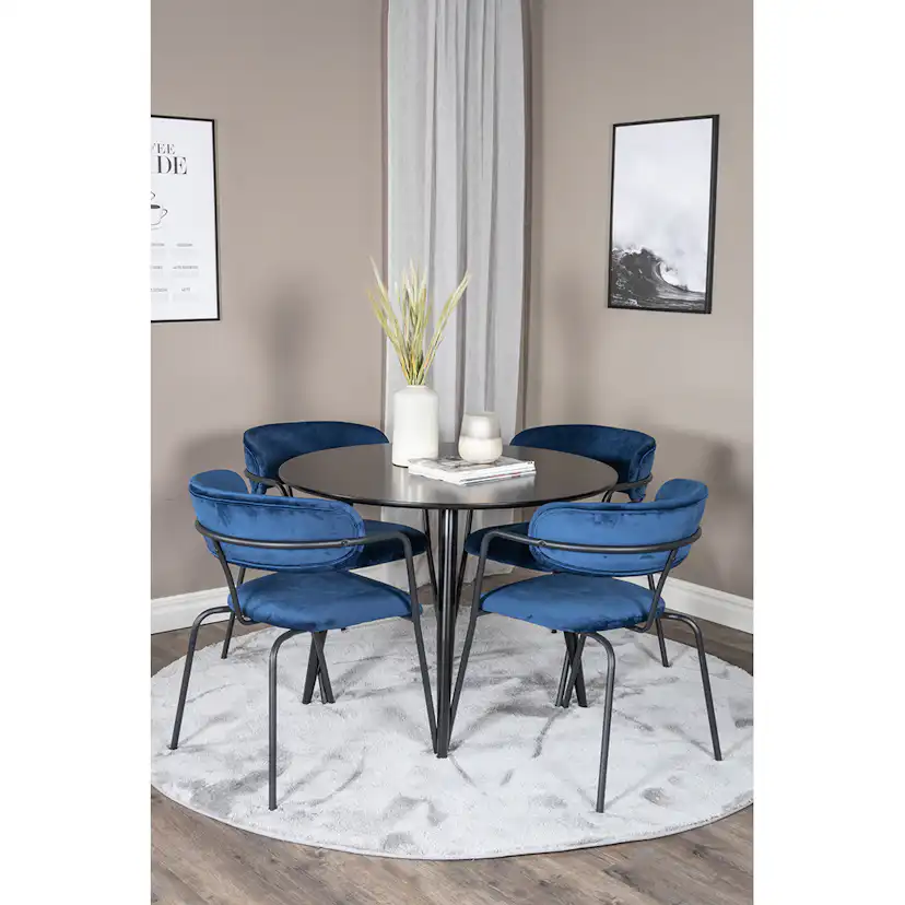 Matgrupp Venture Home Plaza Ø110 cm med 4st Arrow Matstolar