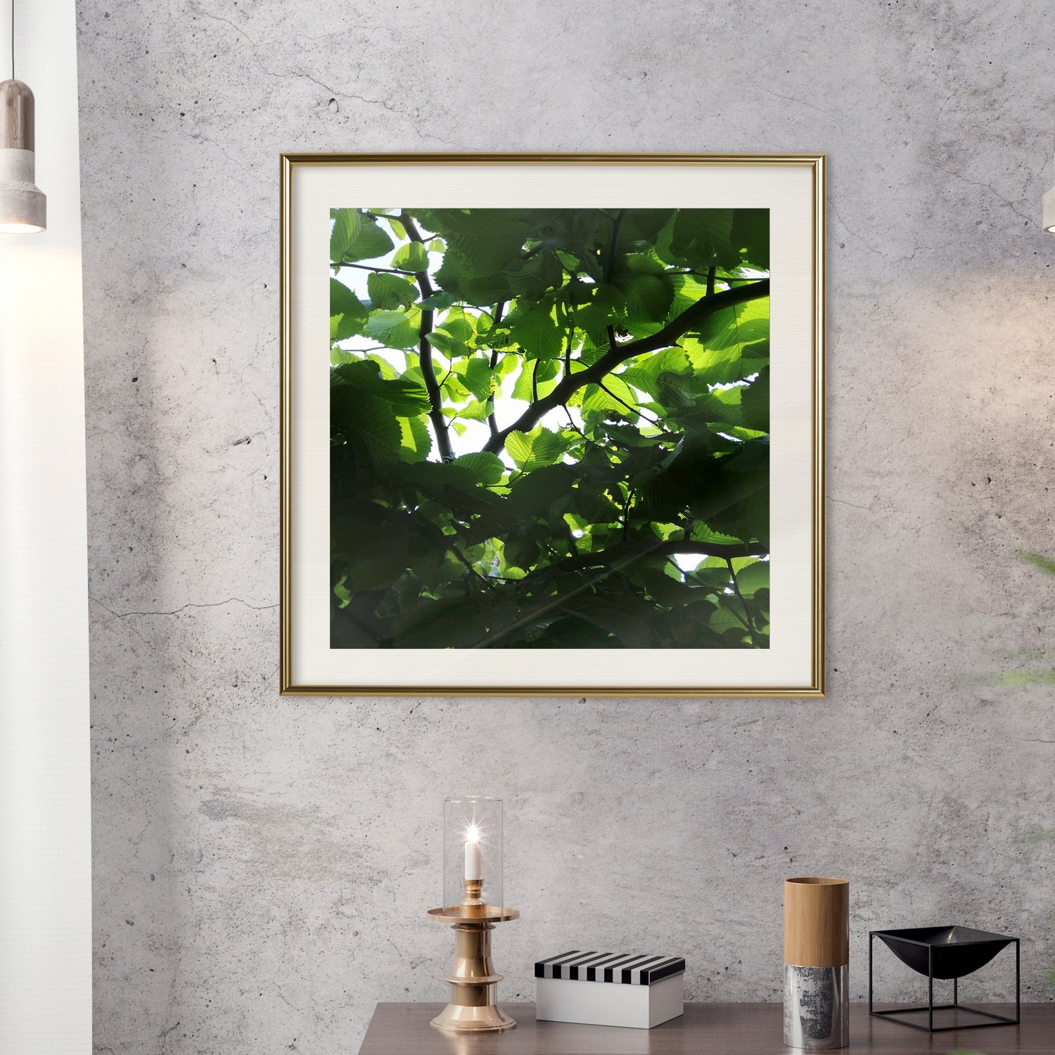 Affisch - Dawn [Poster] 30x30 Guld ram med passepartout, 30x30 cm