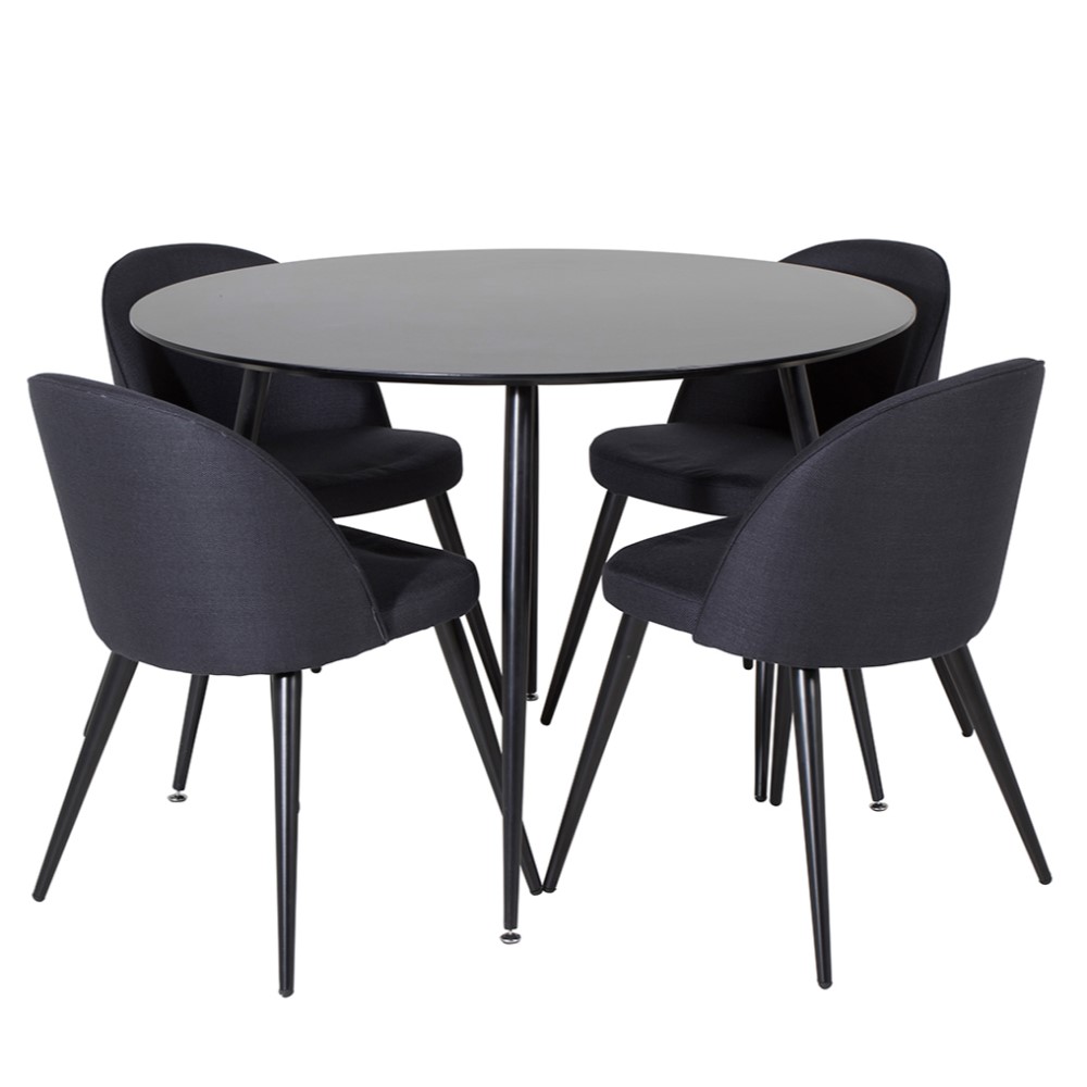 Matgrupp Venture Home Silvia med 4 Valentina Stolar Polyestertyg Runt