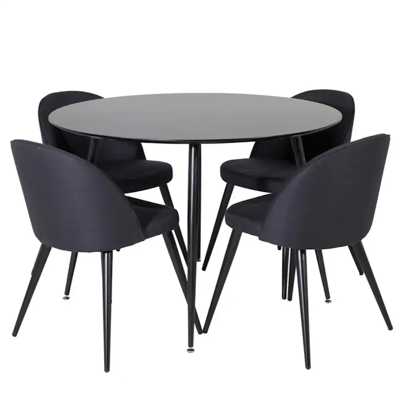 Matgrupp Venture Home Silvia med 4 Valentina Stolar Polyestertyg Runt