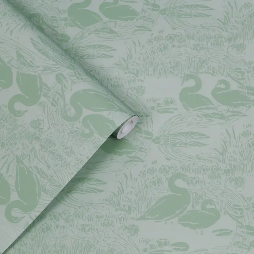 Tapet Laura Ashley Swans Jade Grön 118472