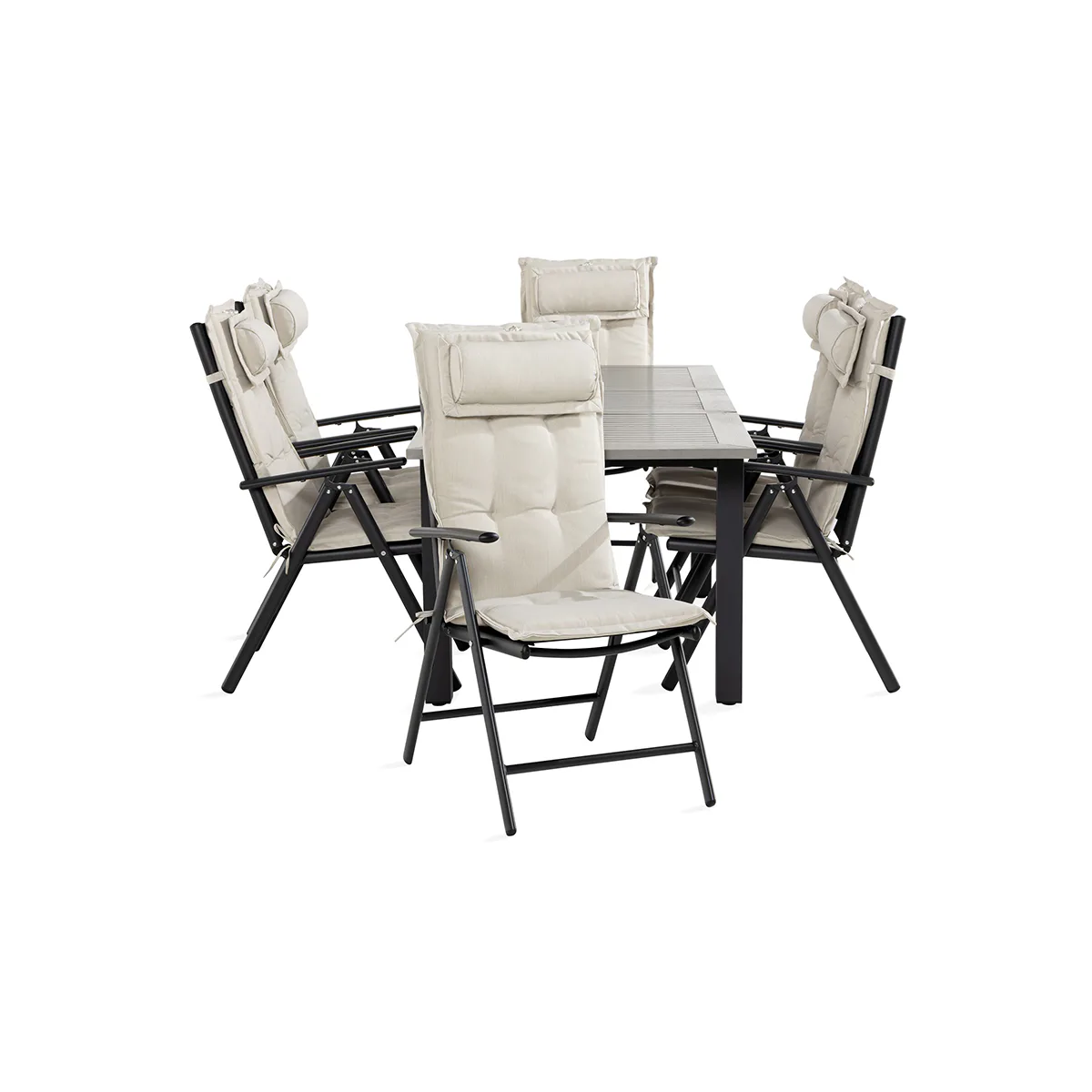Trädgårdsgrupp Comfort Garden Monaco Matgrupp Utomhus 90x152-210 + 6 Maggie Positionsstol m Dyna